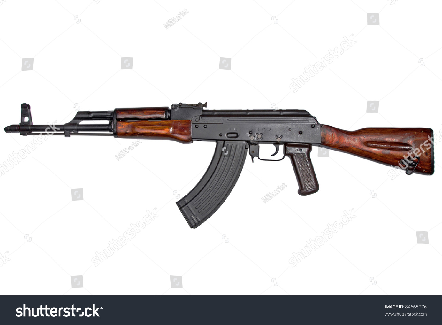 Akm Avtomat Kalashnikova Kalashnikov Assault Rifle On White Stock Photo