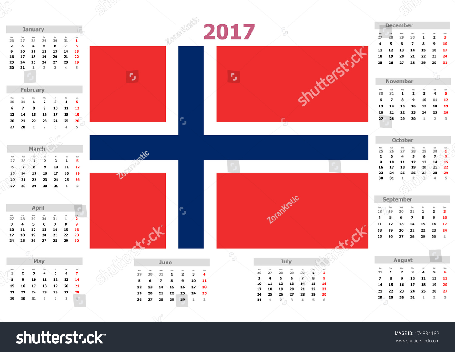 Calendar Norway : Calendar norway country flag stock photo Calendar Norway : Calendar norway country flag stock photo