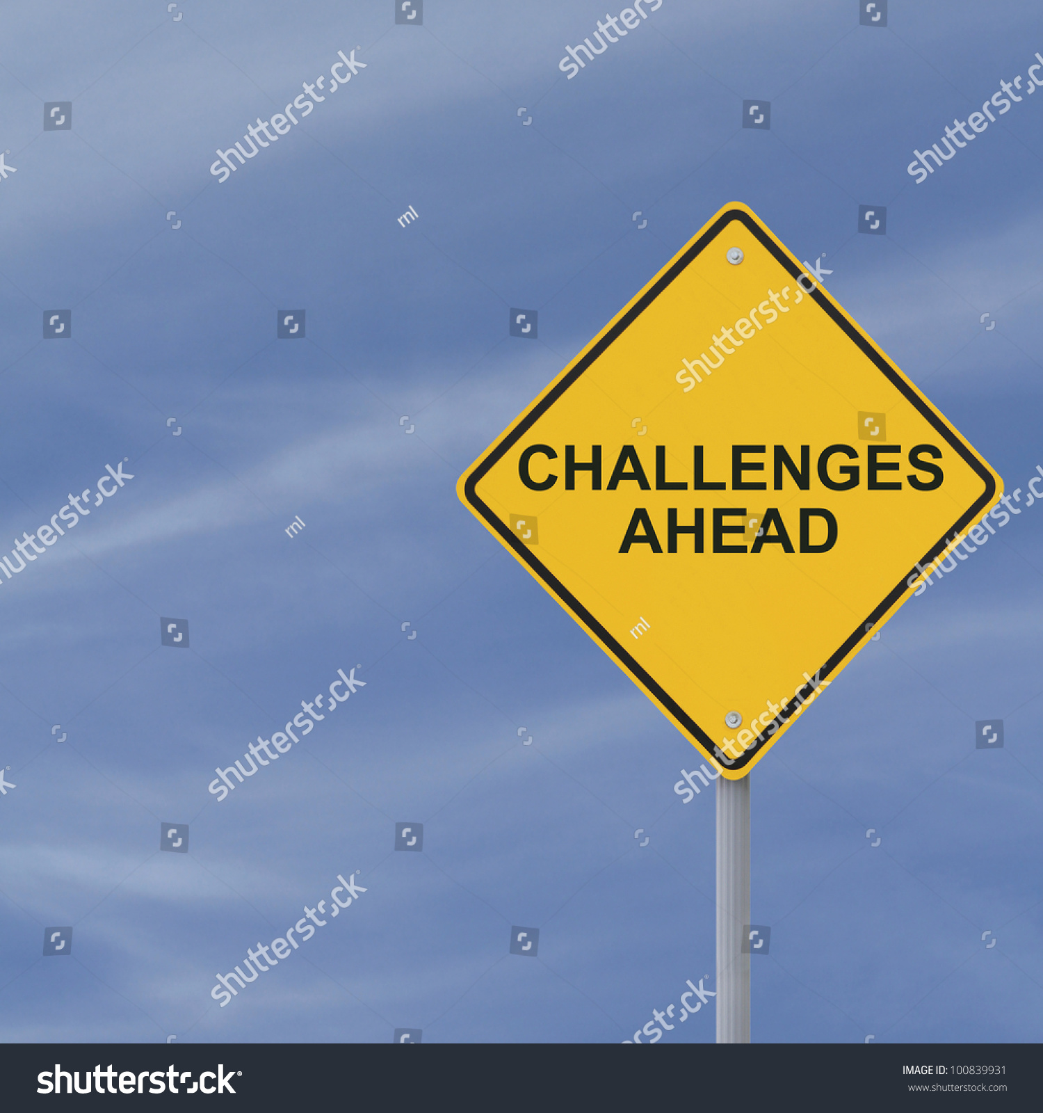 Challenges Ahead Road Sign Stock Photo 100839931 Shutterstock