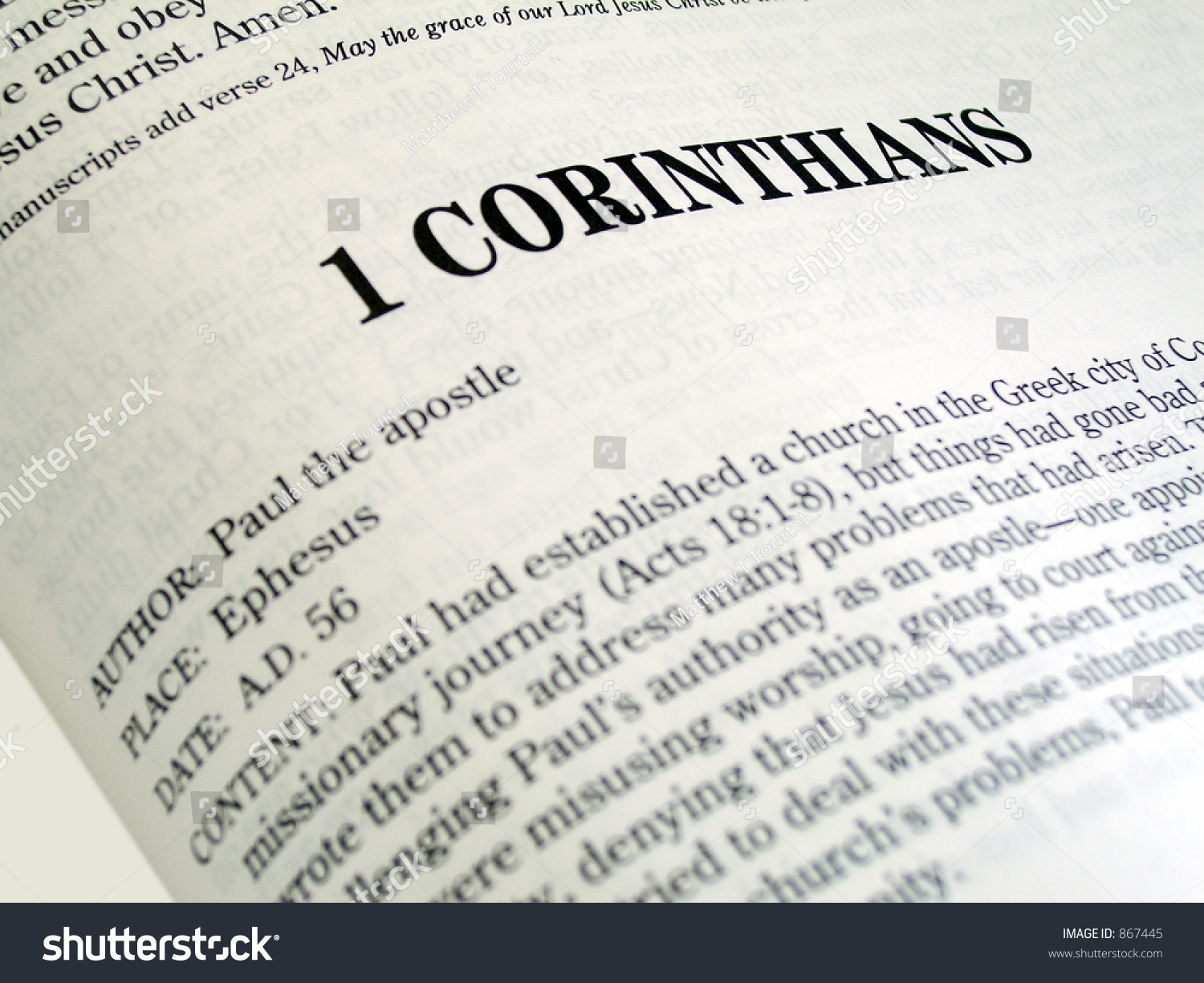 1 Corinthians Book Of The Bible Stock Photo 867445 : Shutterstock