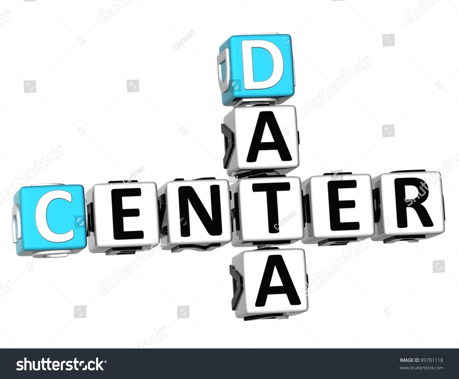 3d Data Center Crossword On White Stock Illustration 89781118