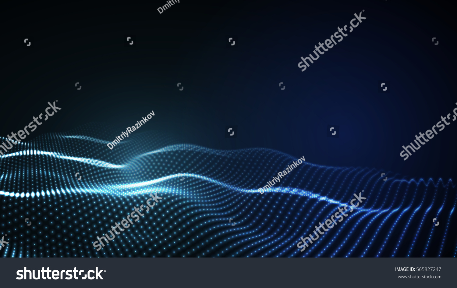 3d Glowing Abstract Digital Wave Particles Stock Illustration 565827247