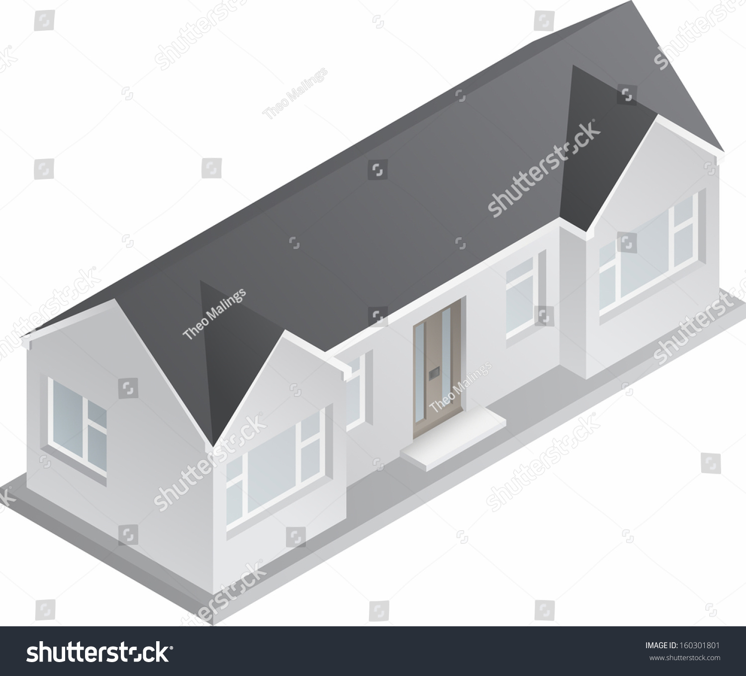 3d Isometric Drawing Of A Double Fronted Single Story House Bungalow 3d-isometric-drawing-of-a-double-fronted-single-story-house-bungalow