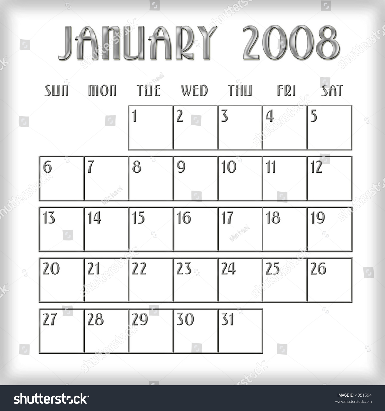 January 2008 printable blank calendar - Calendarprintables.net