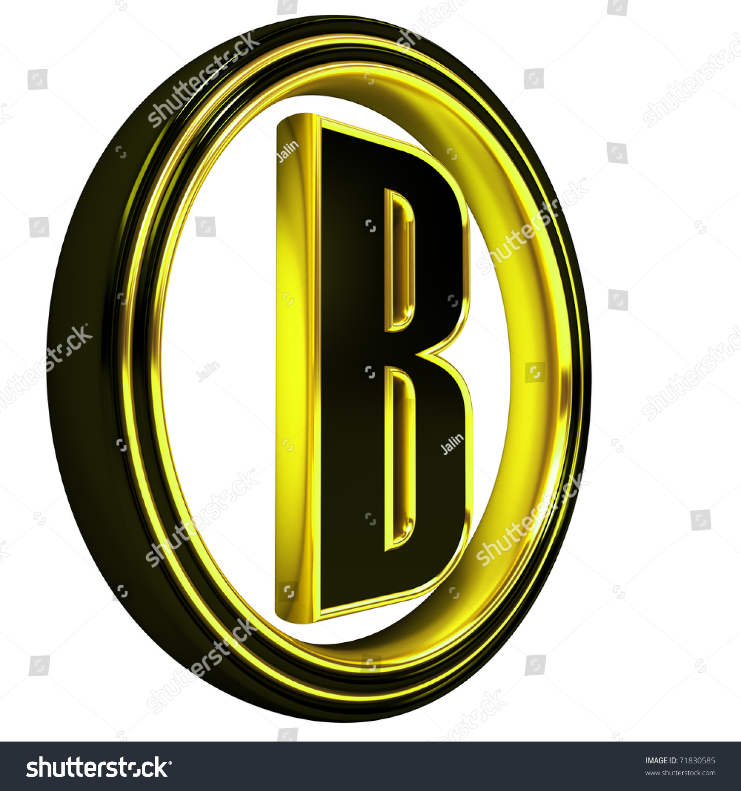 3d Letter B In Circle. Black Gold Metal Stock Photo 71830585 : Shutterstock