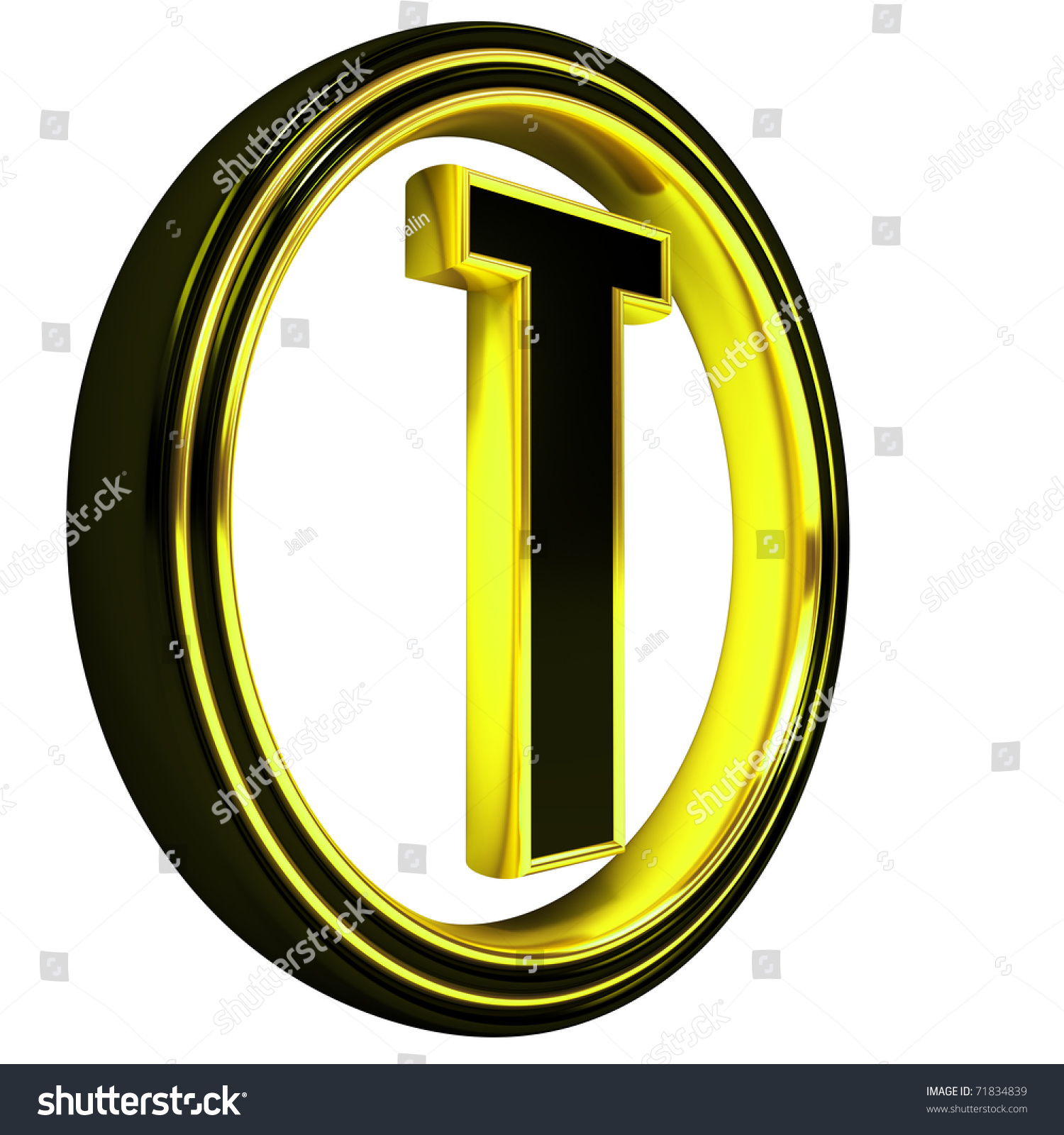 3d Letter T In Circle. Black Gold Metal Stock Photo 71834839 : Shutterstock
