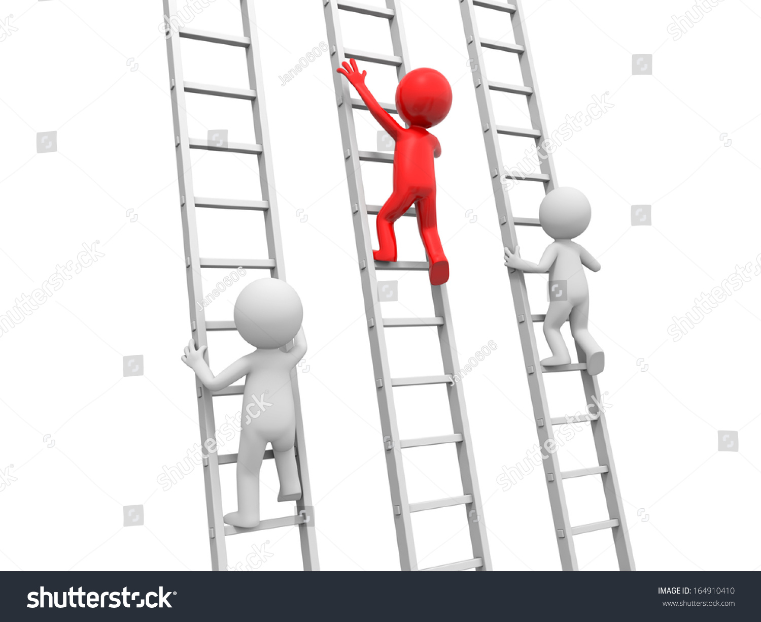 D Man People Person Climbing Ladder Stock Illustration