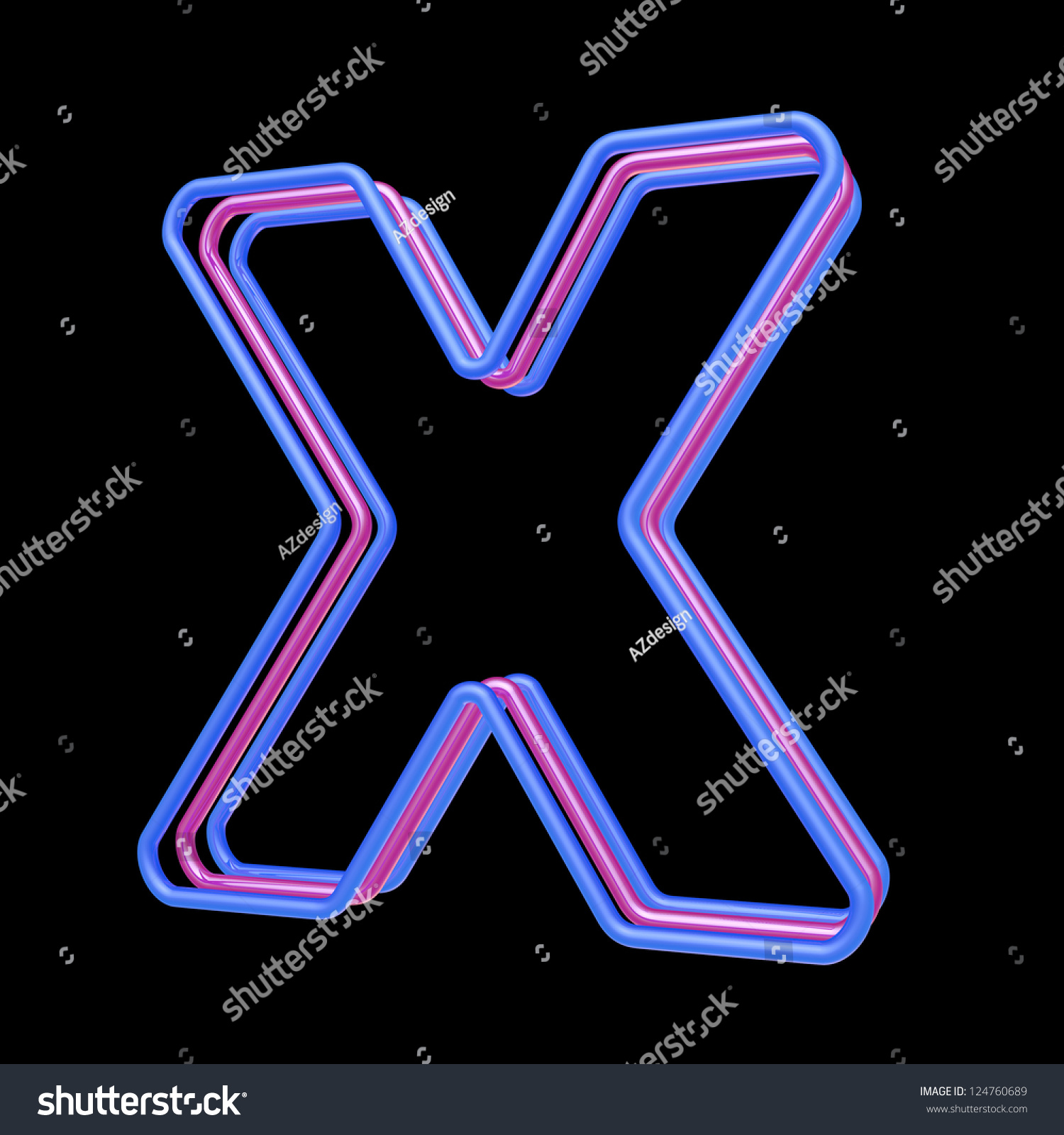 3d Neon Alphabet Letter X Isolated On Black Background Stock Photo