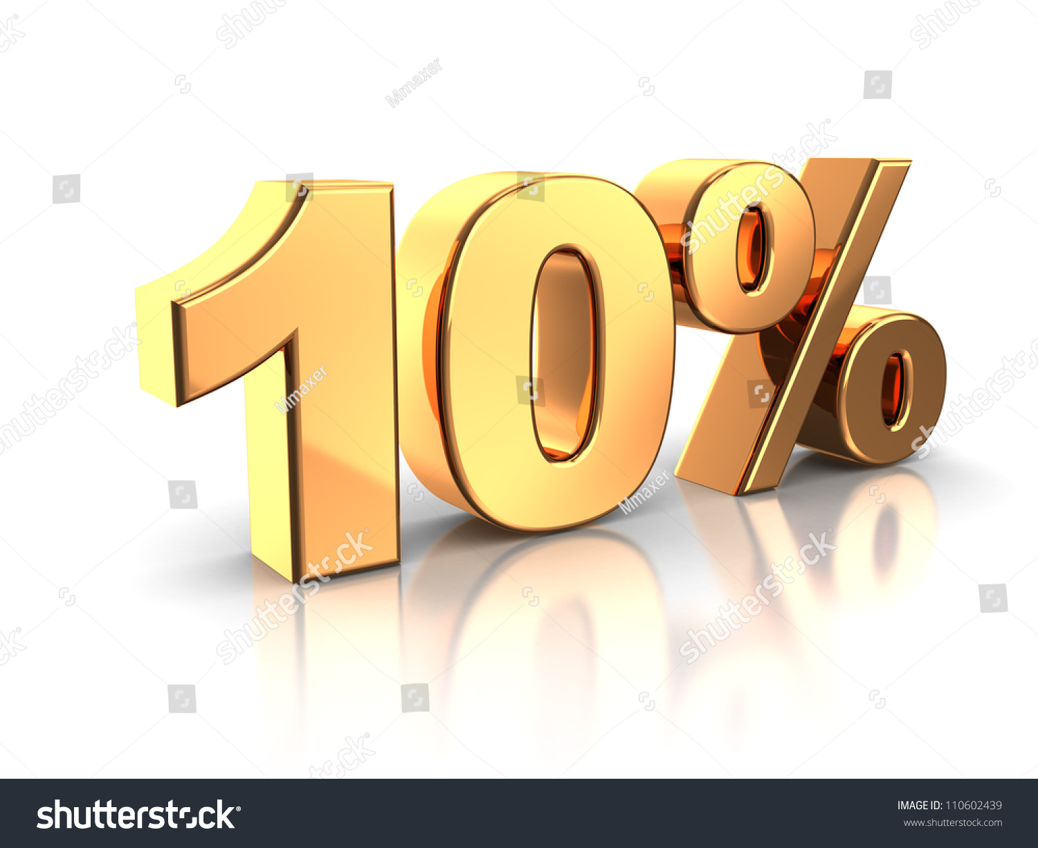 3d Of Golden 10 Percent Isolated On A White Background Stock Photo 