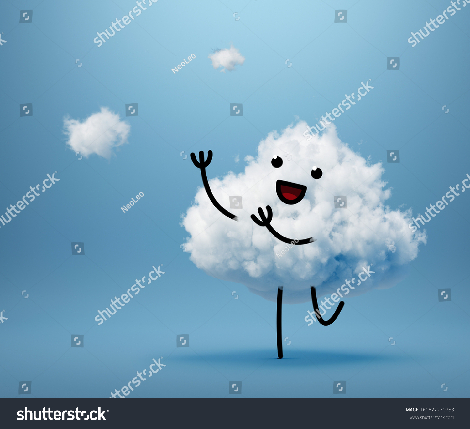 D Render Funny Cloud Cartoon Character Stock Illustration