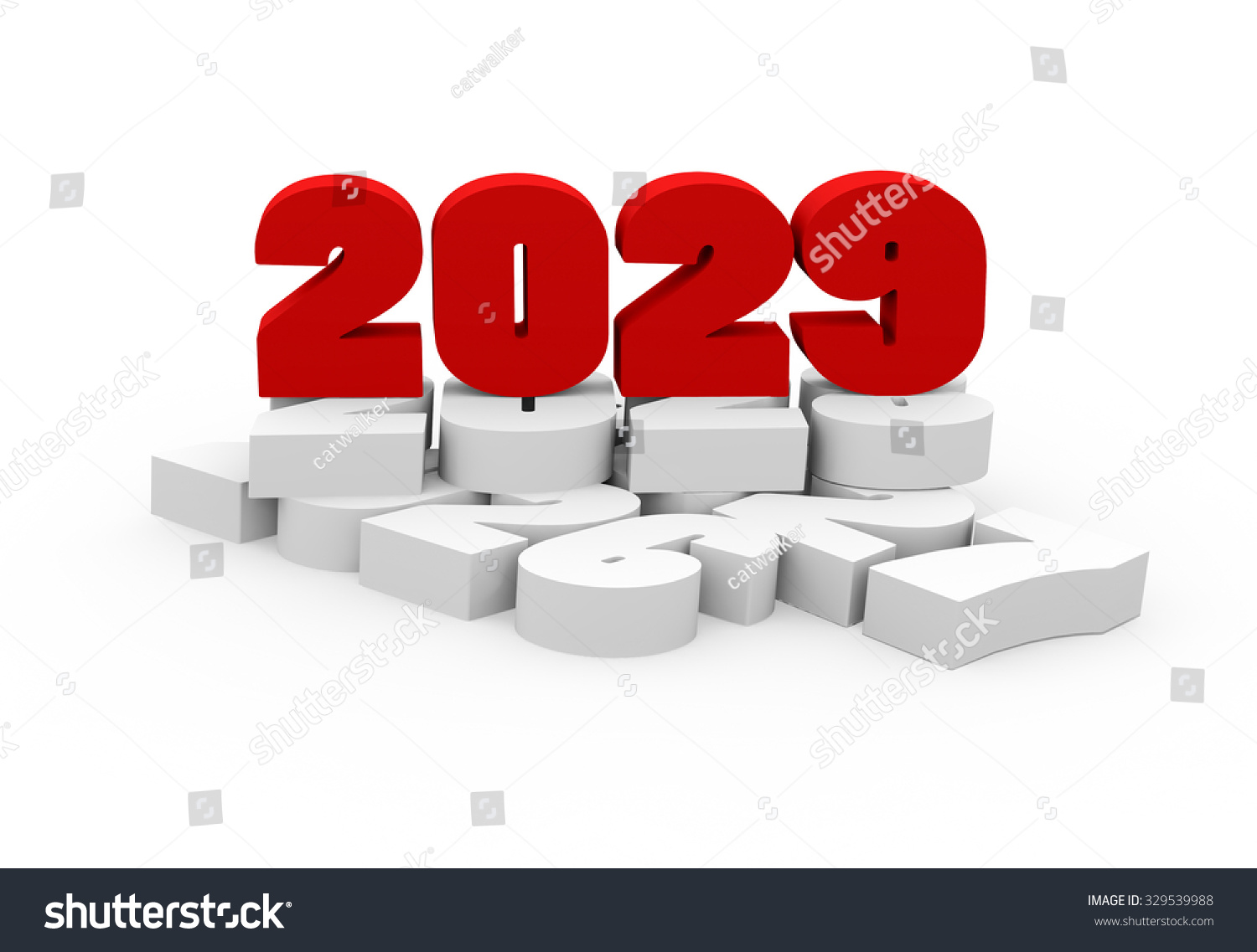 3d Render New Year 2029 And Past Years On A White Background. Stock Photo 329539988 : Shutterstock