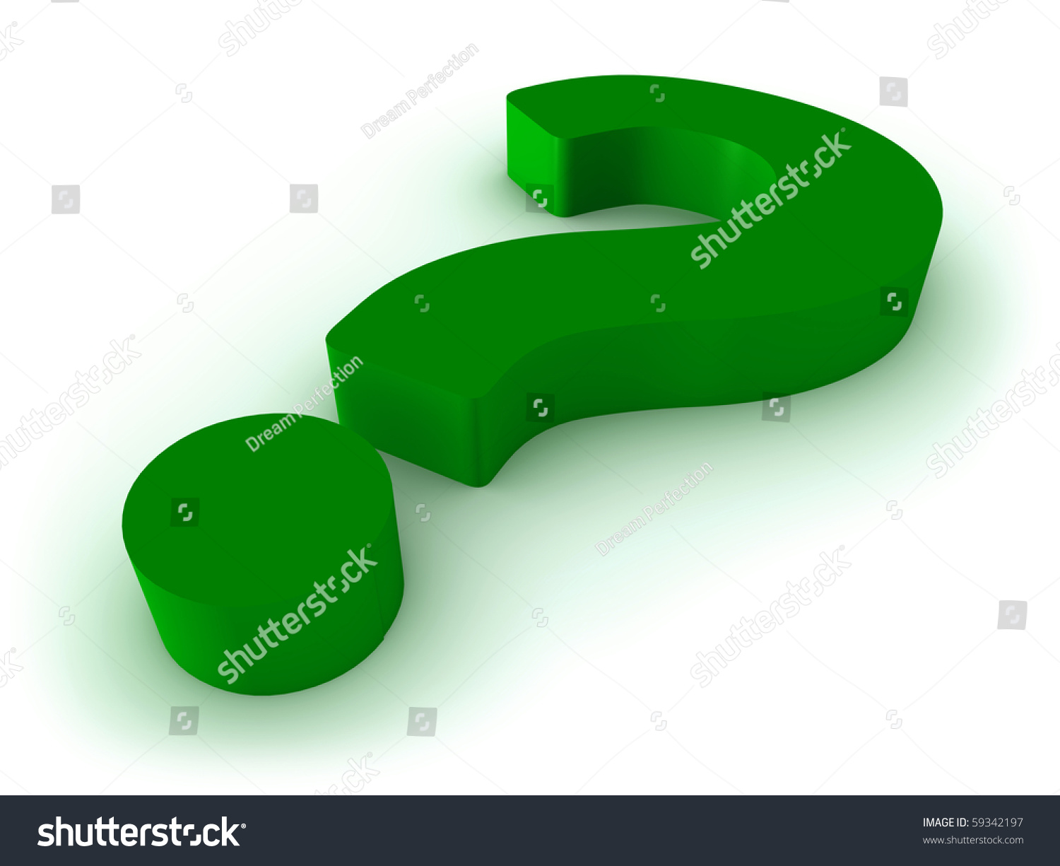 D Render Green Question Mark Isolated Stock Illustration