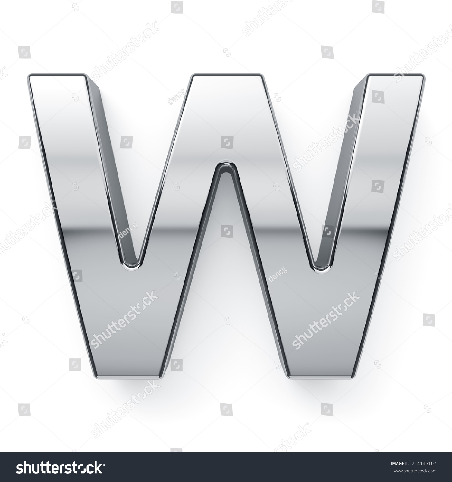 3d Render Of Metallic Alphabet Letter Symbol - W. Isolated On White ...