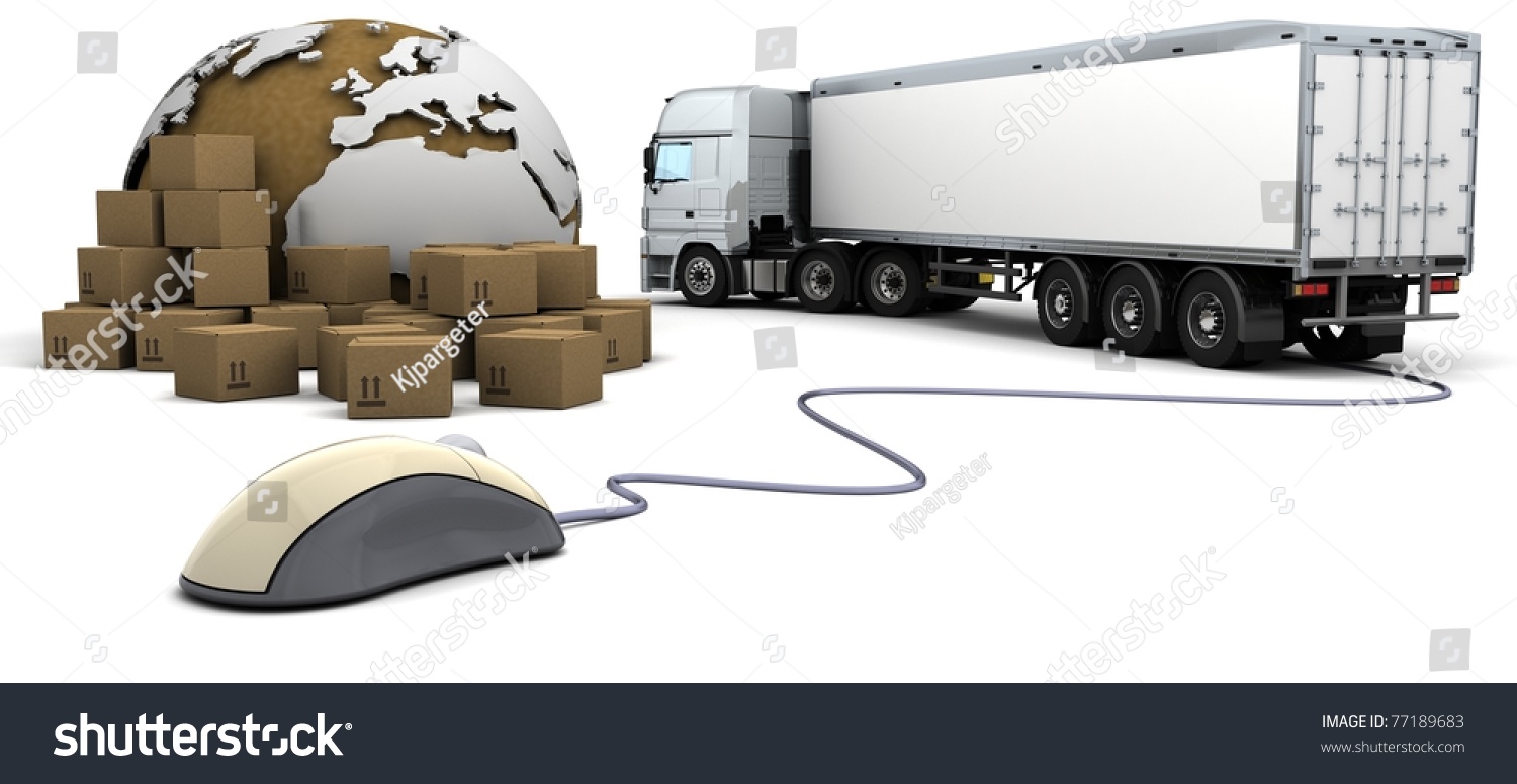 3d render of online freight order tracking stock photo for Render 3d online