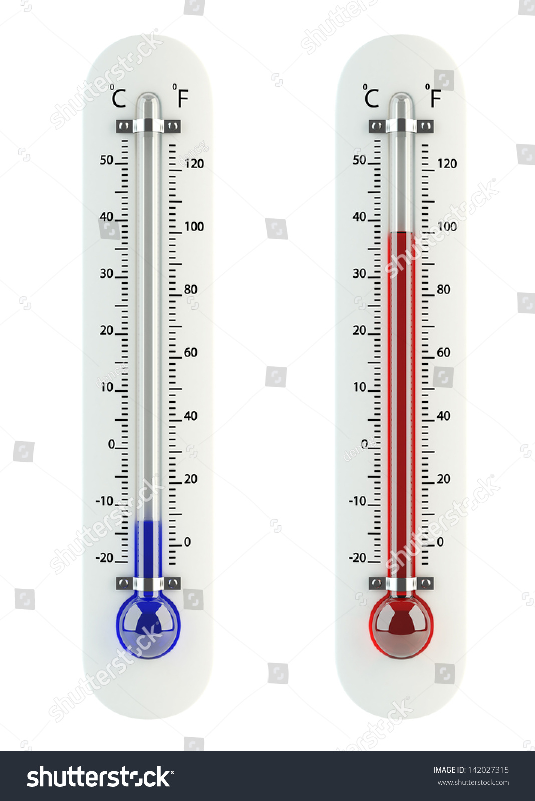 3d Render Of Thermometers Isolated On White Background Stock Photo 