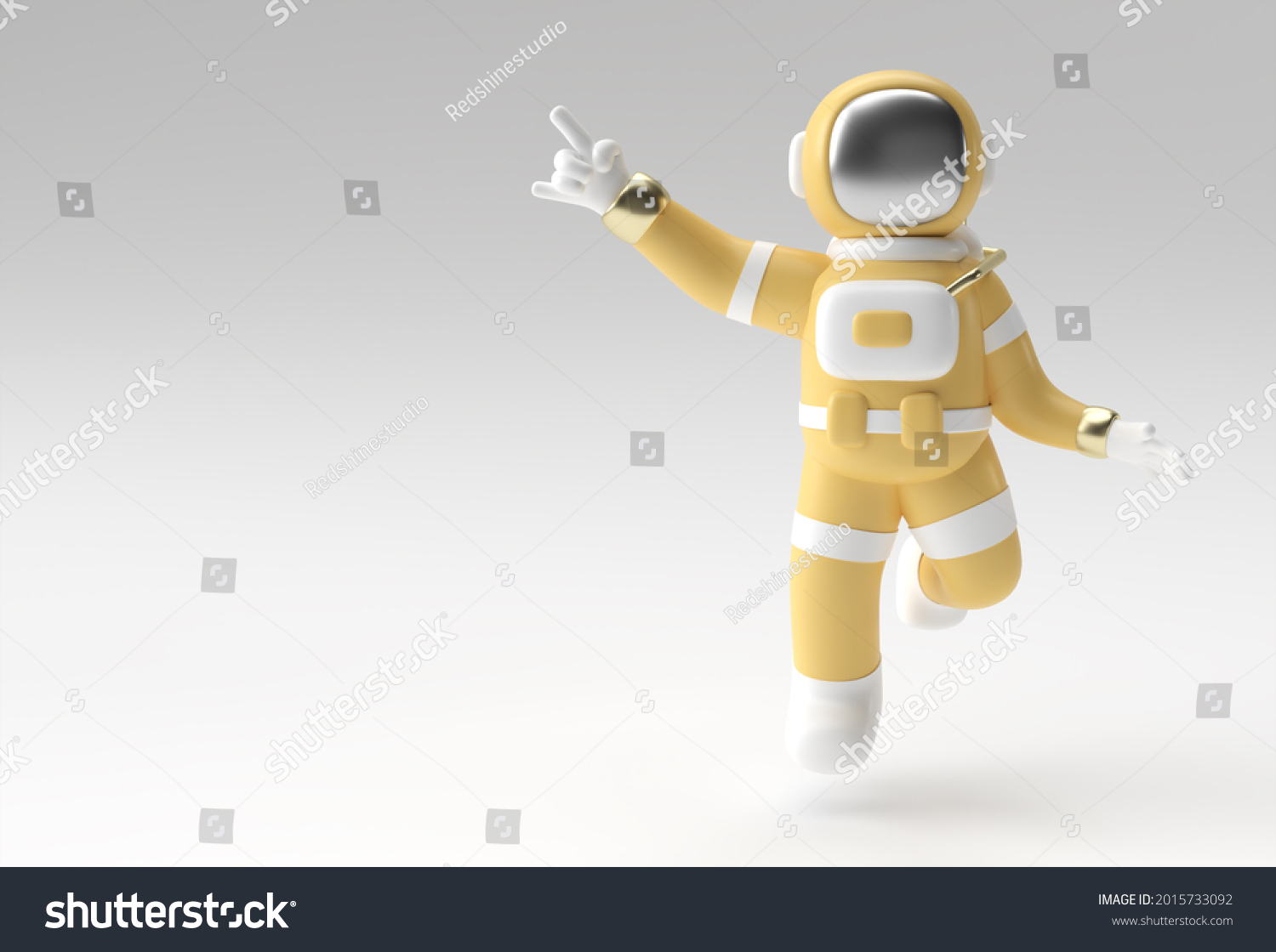 3d Render Spaceman Astronaut Hand Pointing Stock Illustration