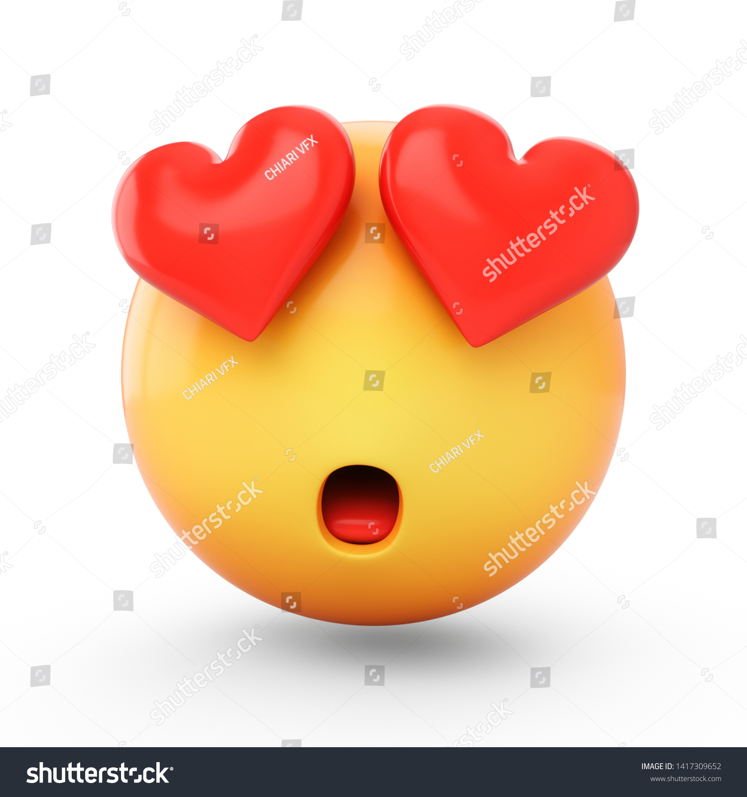 D Rendering Falling Love Emoji Isolated Stock Illustration