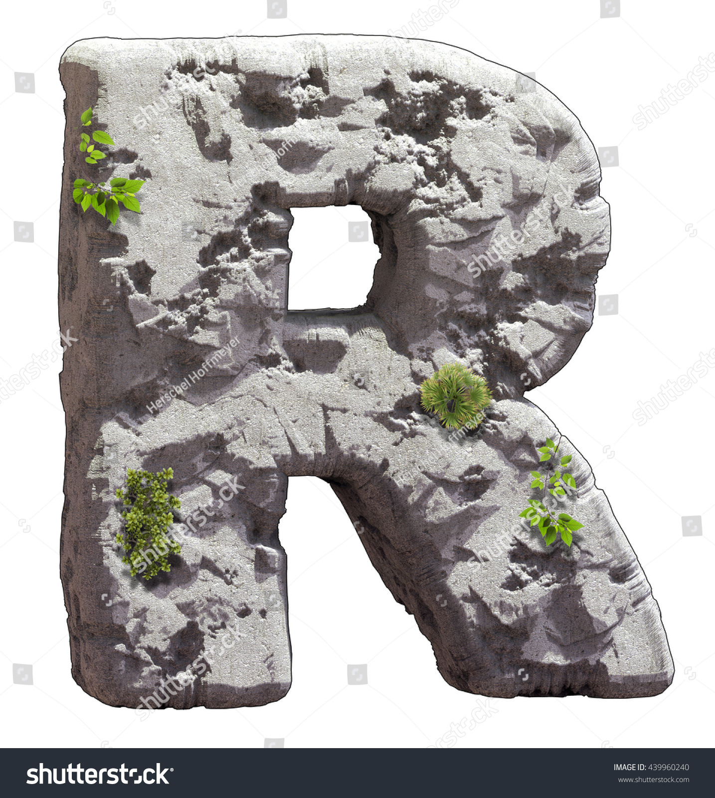 3d Rendering Prehistoricrocky Letter R Stock Illustration 439960240