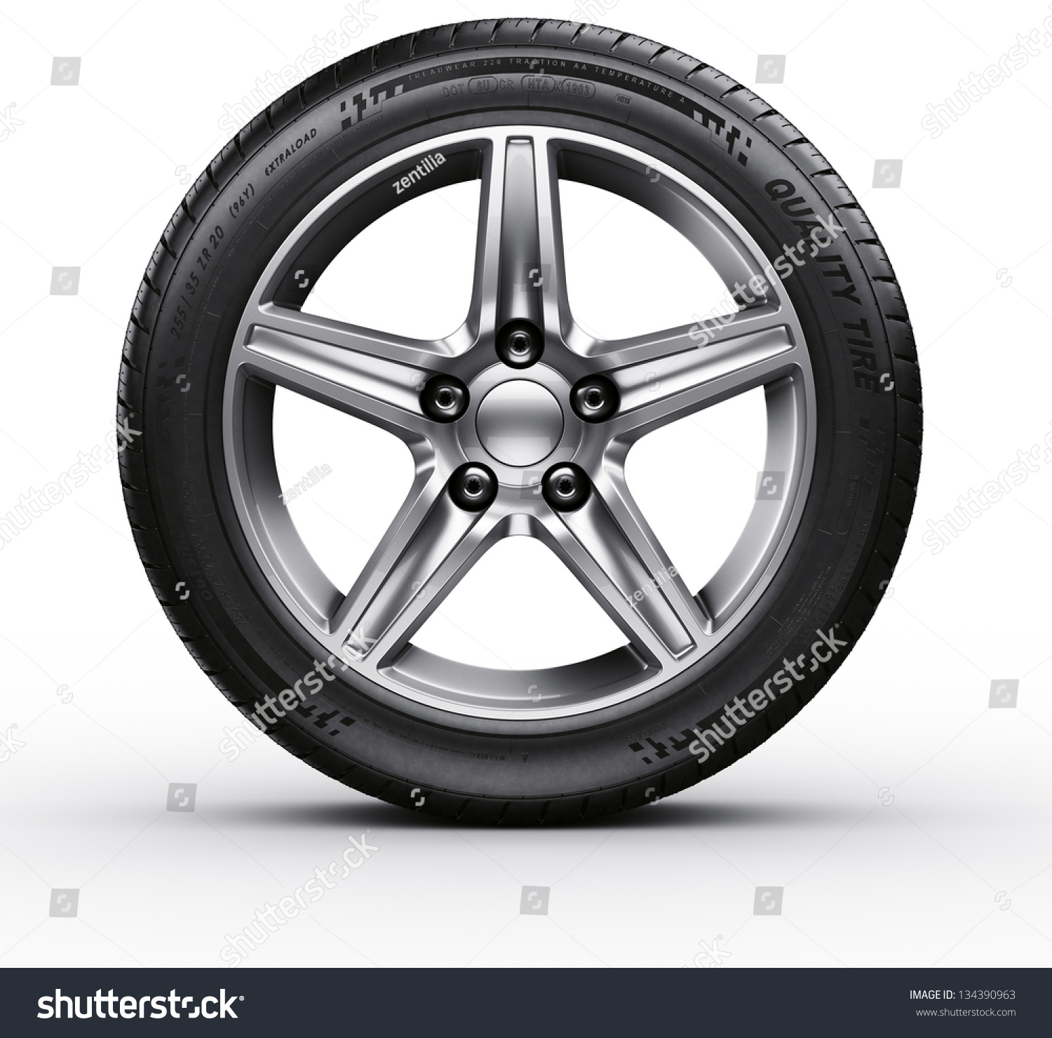 3d Rendering Of A Single Car Tire On A White Background Stock Photo