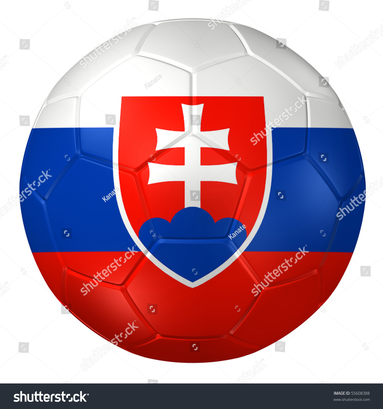 3d Rendering Of A Soccer Ball. ( Slovakia Flag Pattern ) Stock Photo