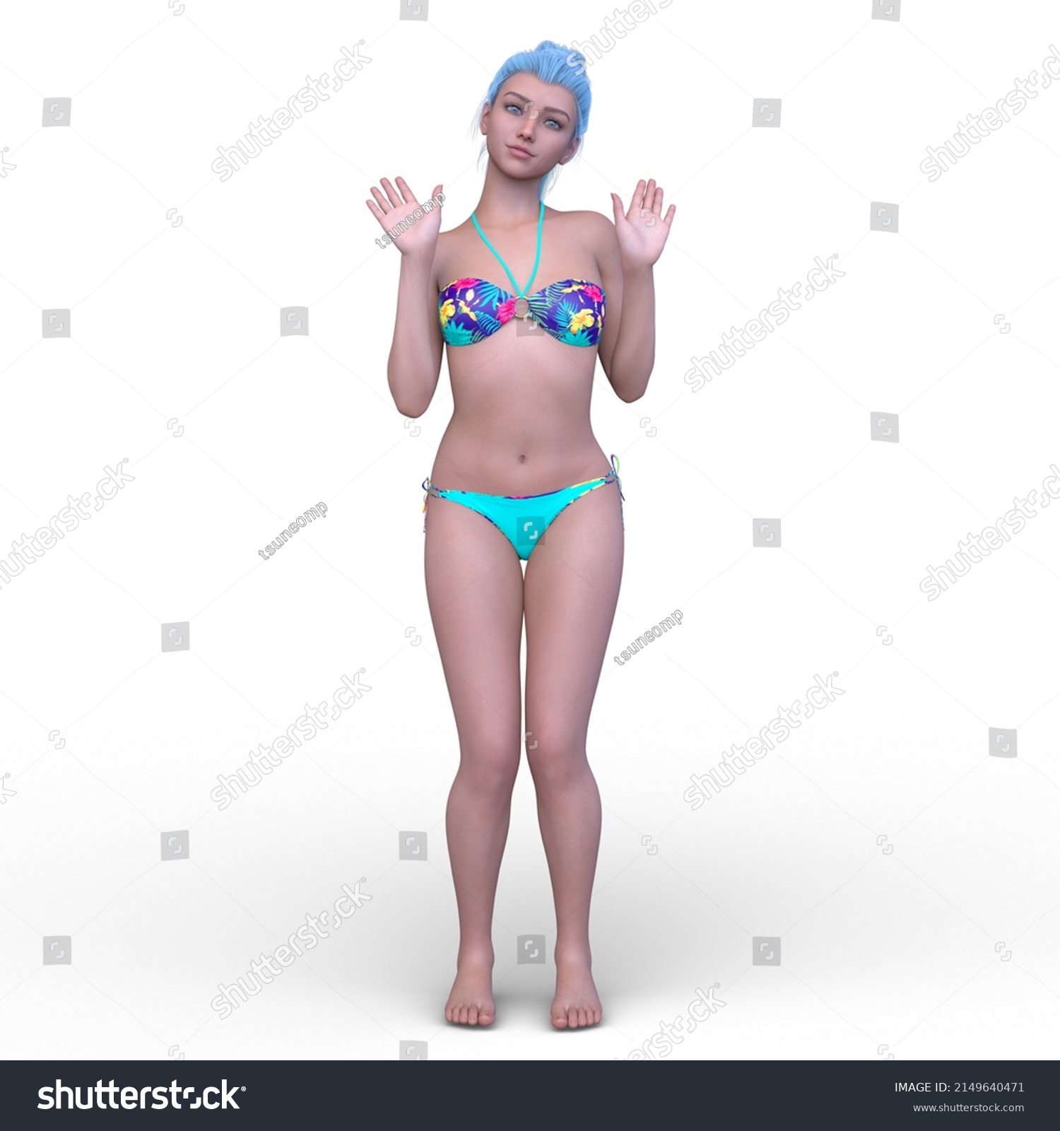 D Rendering Woman Bikini Stock Illustration Shutterstock