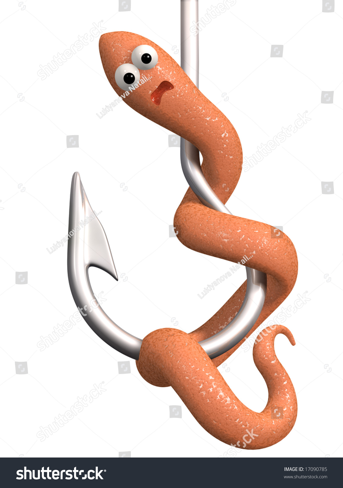 D Scared Worm On Fishing Hook Stock Illustration Shutterstock