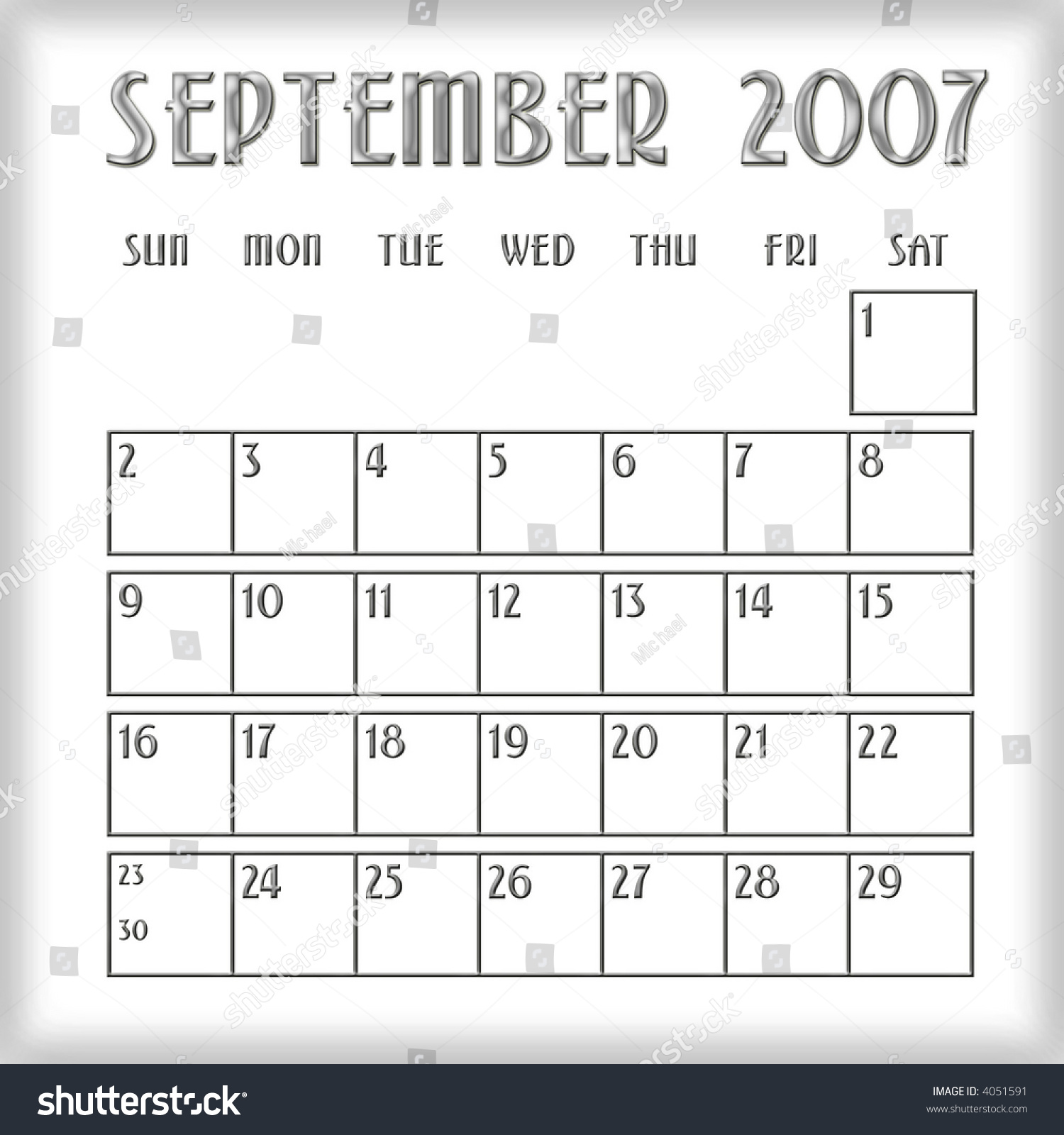 3d September 2007 Agenda Calendar Stock Photo 4051591 Shutterstock
