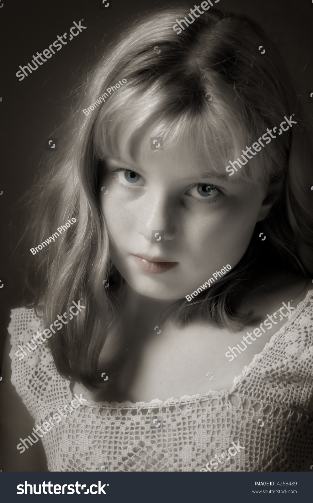 Lovely Preteen Girl Showing Budding Maturity Stock Photo 4258489