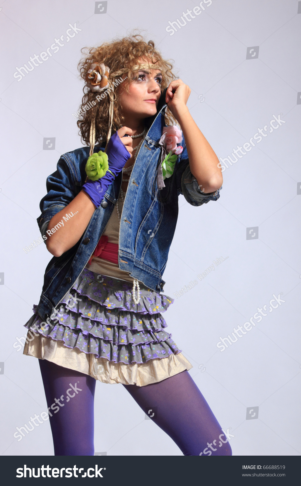 80'S Fashion Woman Over Gray Background Stock Photo 66688519 : Shutterstock