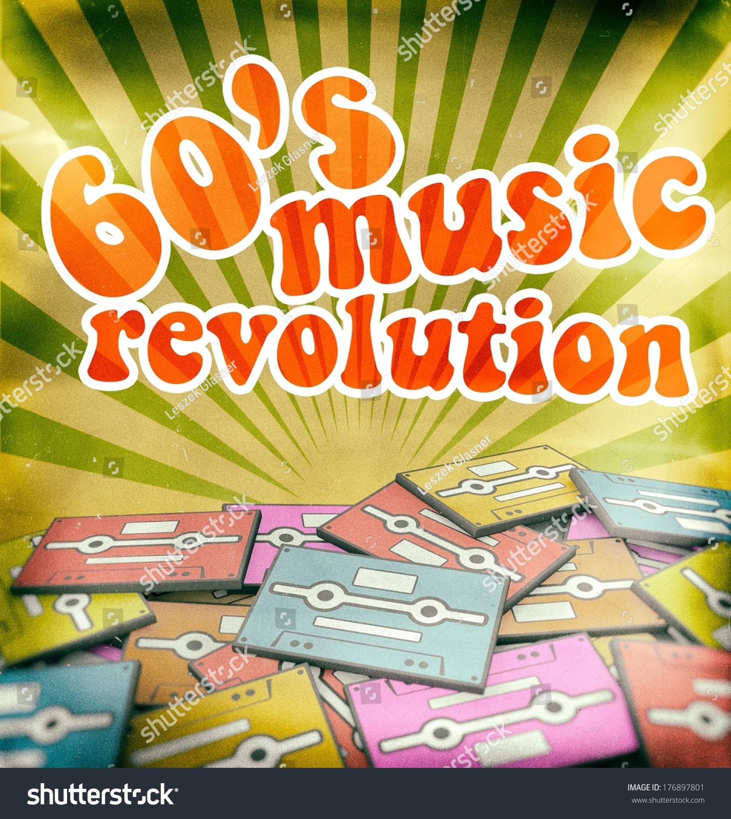 60s Music Revolution Vintage Poster Design. Retro Concept On Old Audio ...