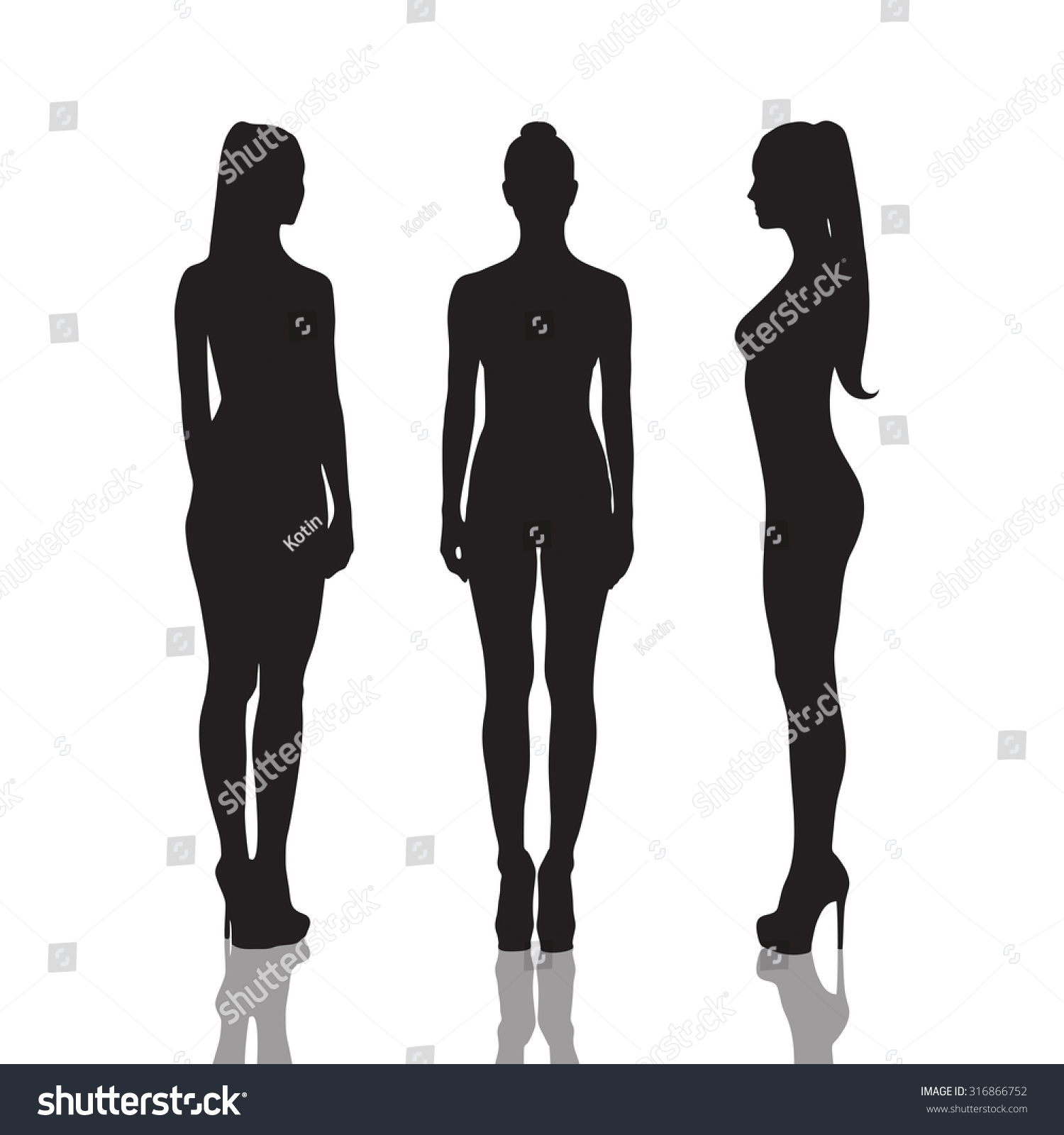 Siluetas de chicas hermosas y desnudas ilustración de stock Shutterstock