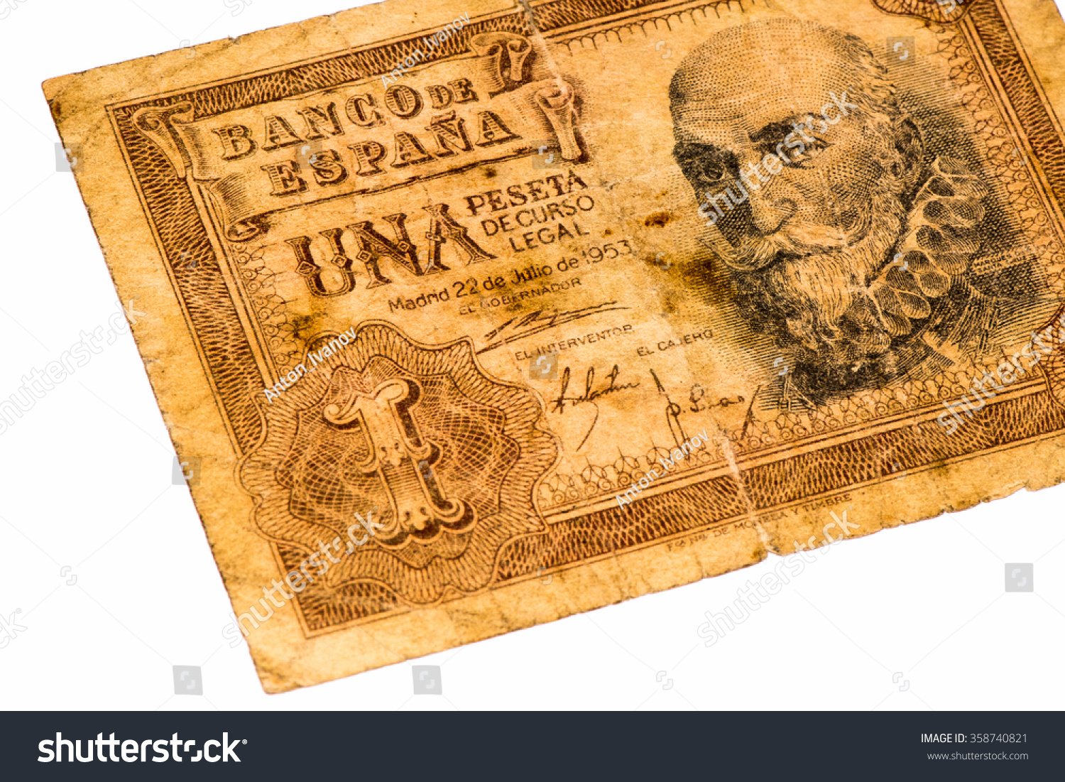 1 Spanish Peseta Bank Note Peso Is The Former Currency Of Spain Stock