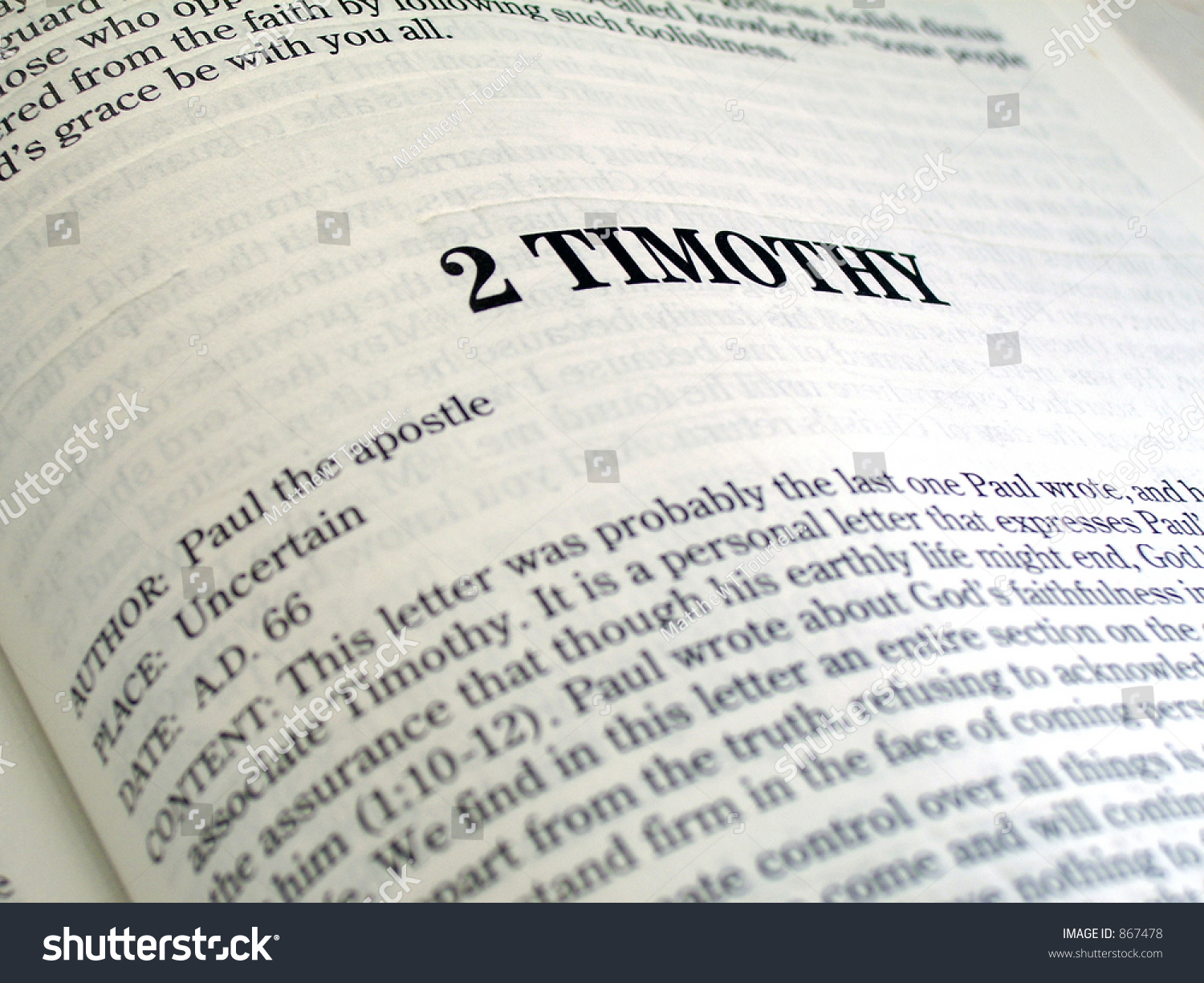 2 Timothy Book Of The Bible Stock Photo 867478 : Shutterstock