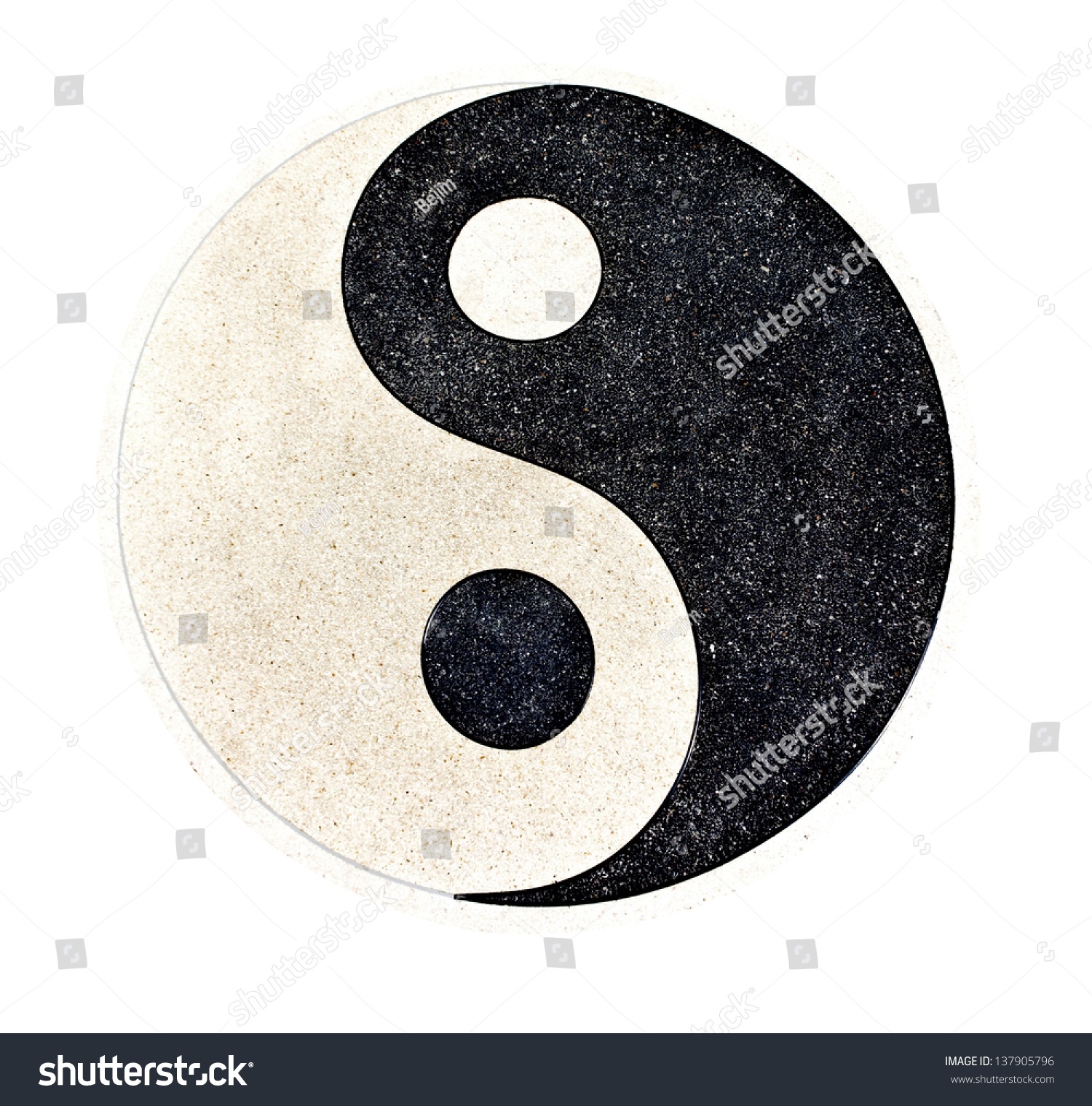 "Yin Yang" Stone Decorative On The Floor With Clipping Path Stock Photo