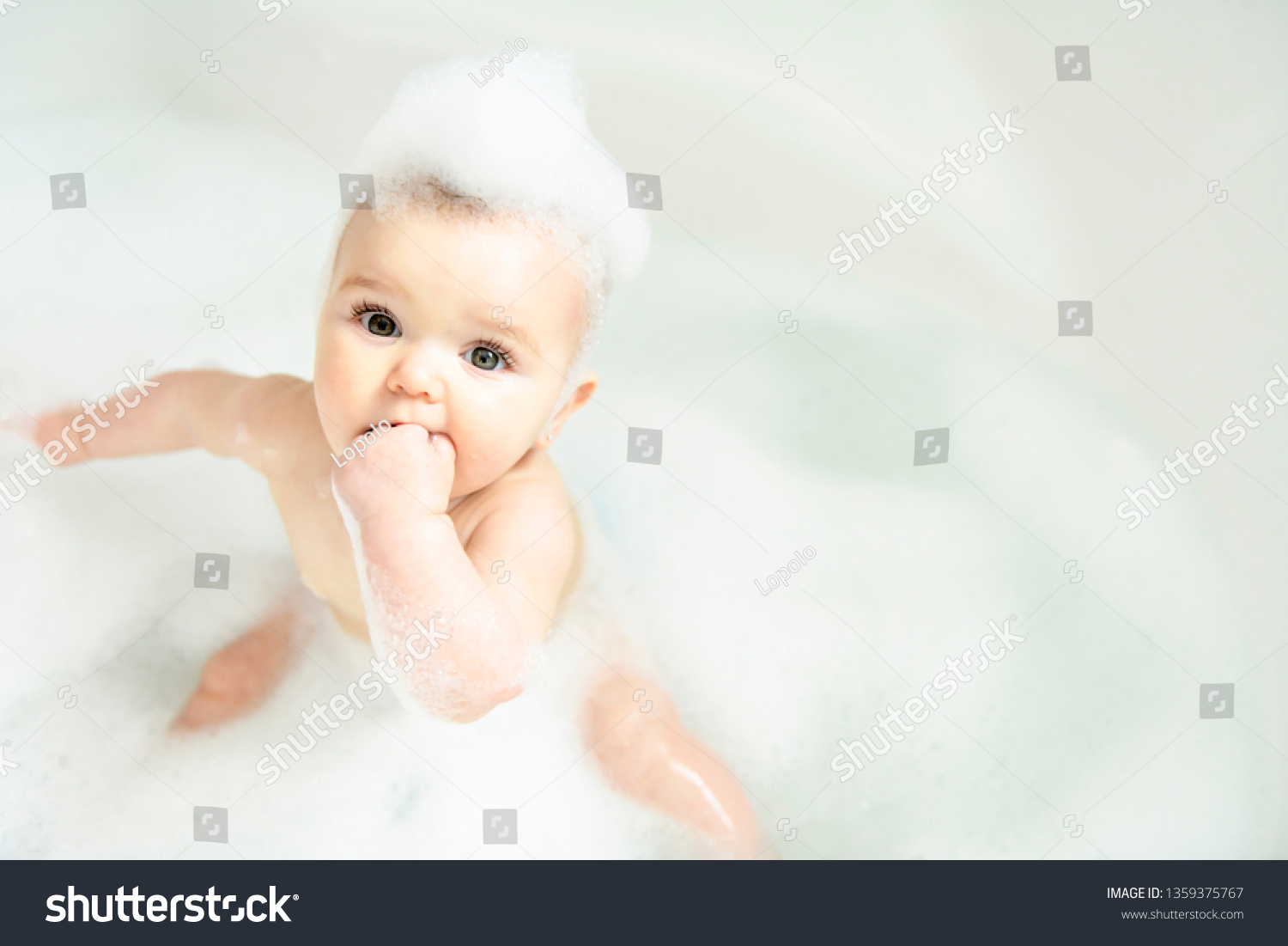 Baby Girl Bathes Bath Foam Soap Stock Photo Shutterstock