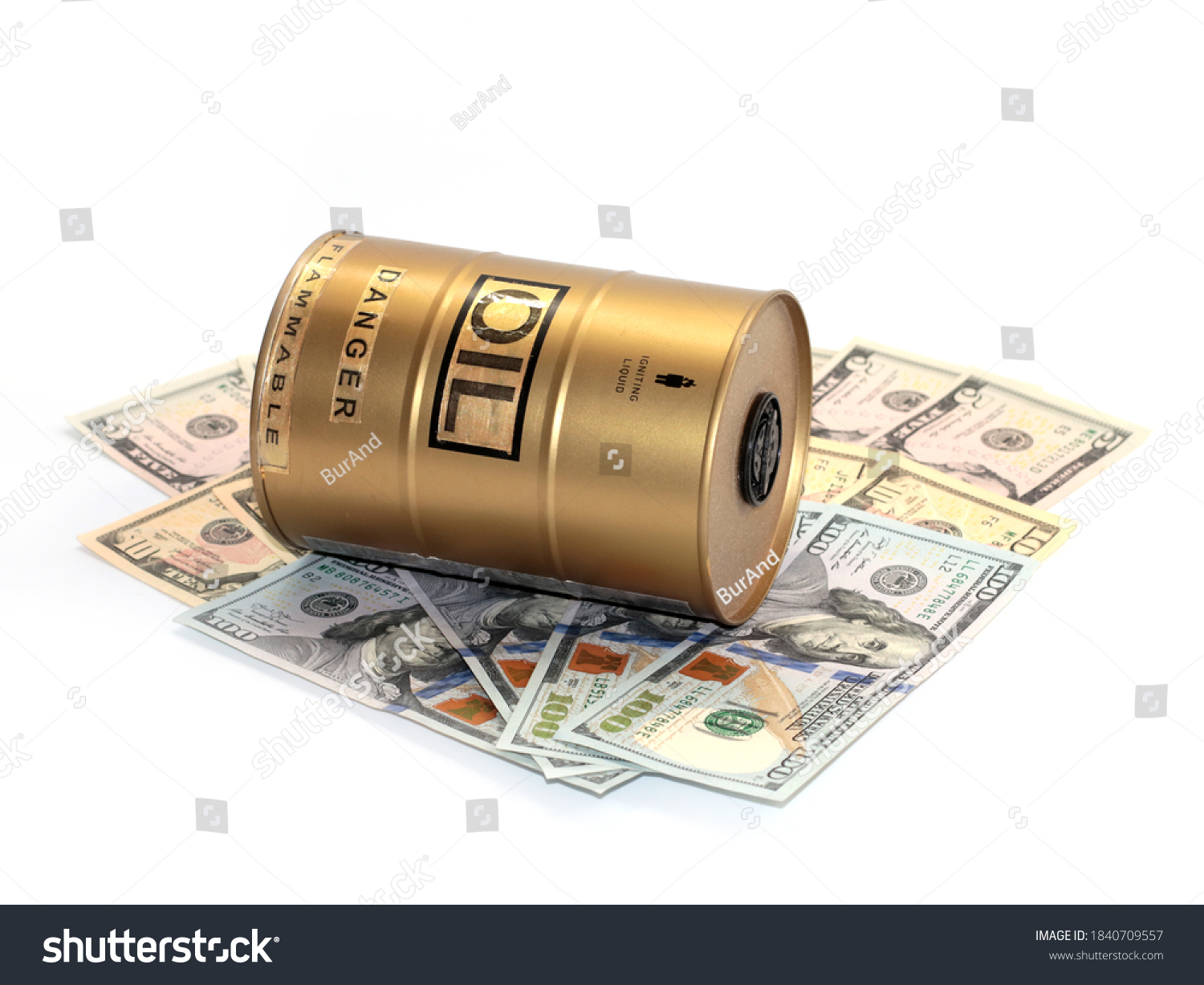 Barrel Crude Oil Pile Paper Bills Stock Photo Shutterstock