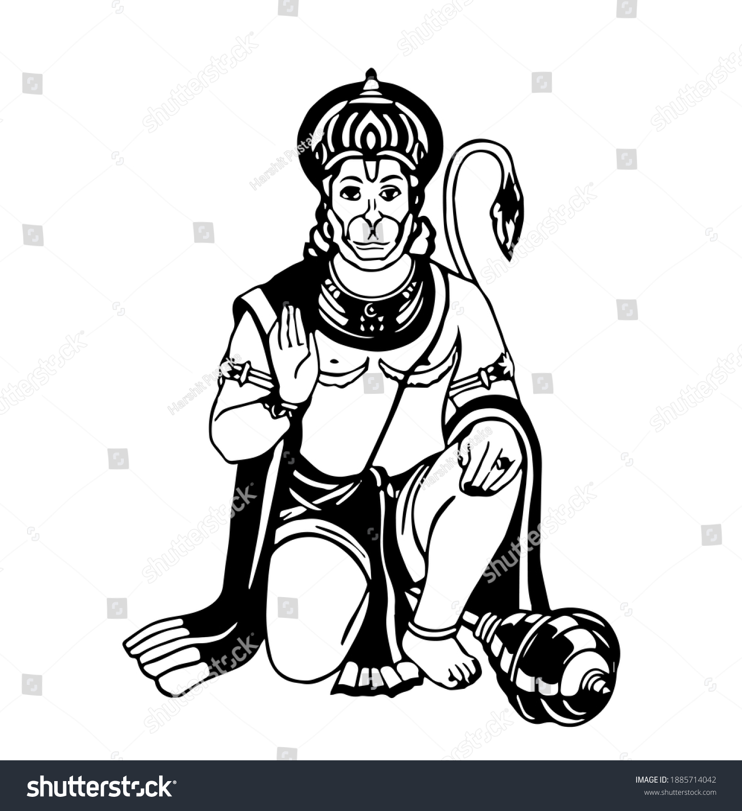 Hanuman Black White Images Stock Photos Vectors Shutterstock