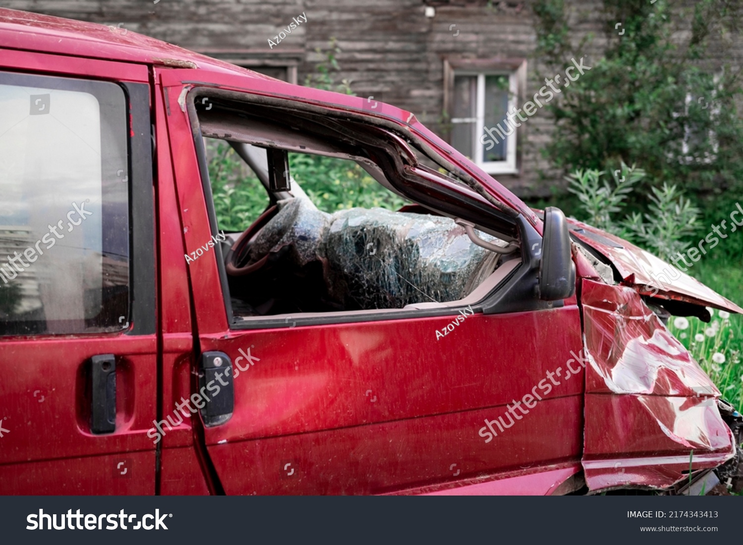 Broken Damaged Red Car Dented Hood Stock Photo 2174343413 Shutterstock