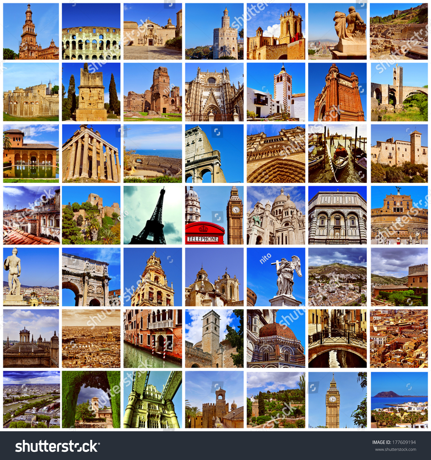 Collage Many Pictures Different European Landmarks Stock Photo 177609194 - Shutterstock