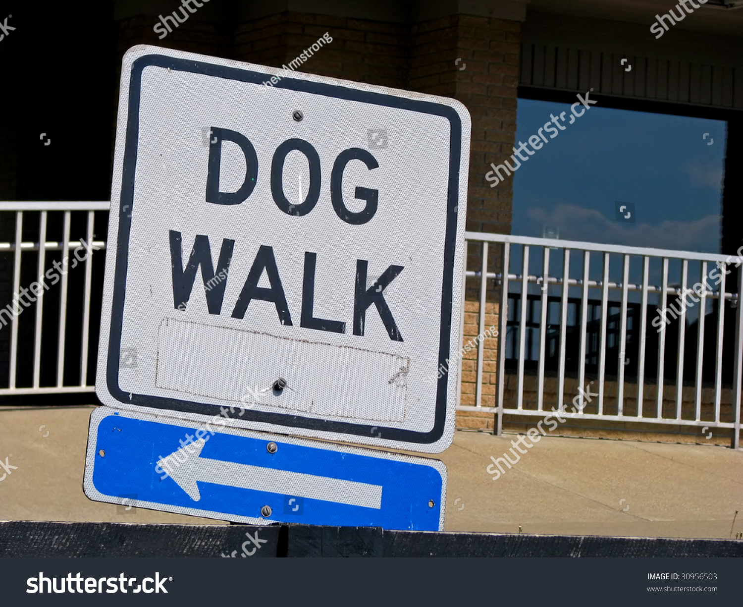 A Dog Walk Sign With Direction Arrow Stock Photo 30956503 Shutterstock