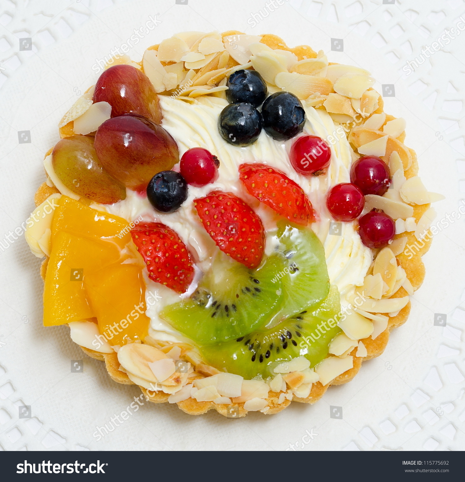 A Fresh Fruit And Berry Cake - A Top View Stock Photo ...