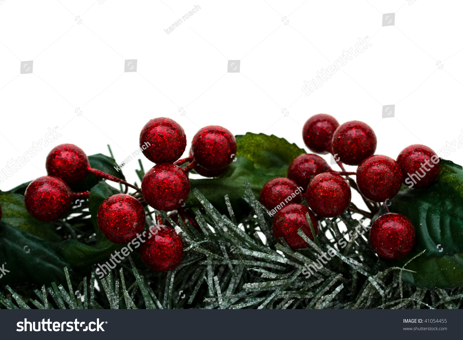 A Green Garland Border Isolated On A White Background, Garland Border