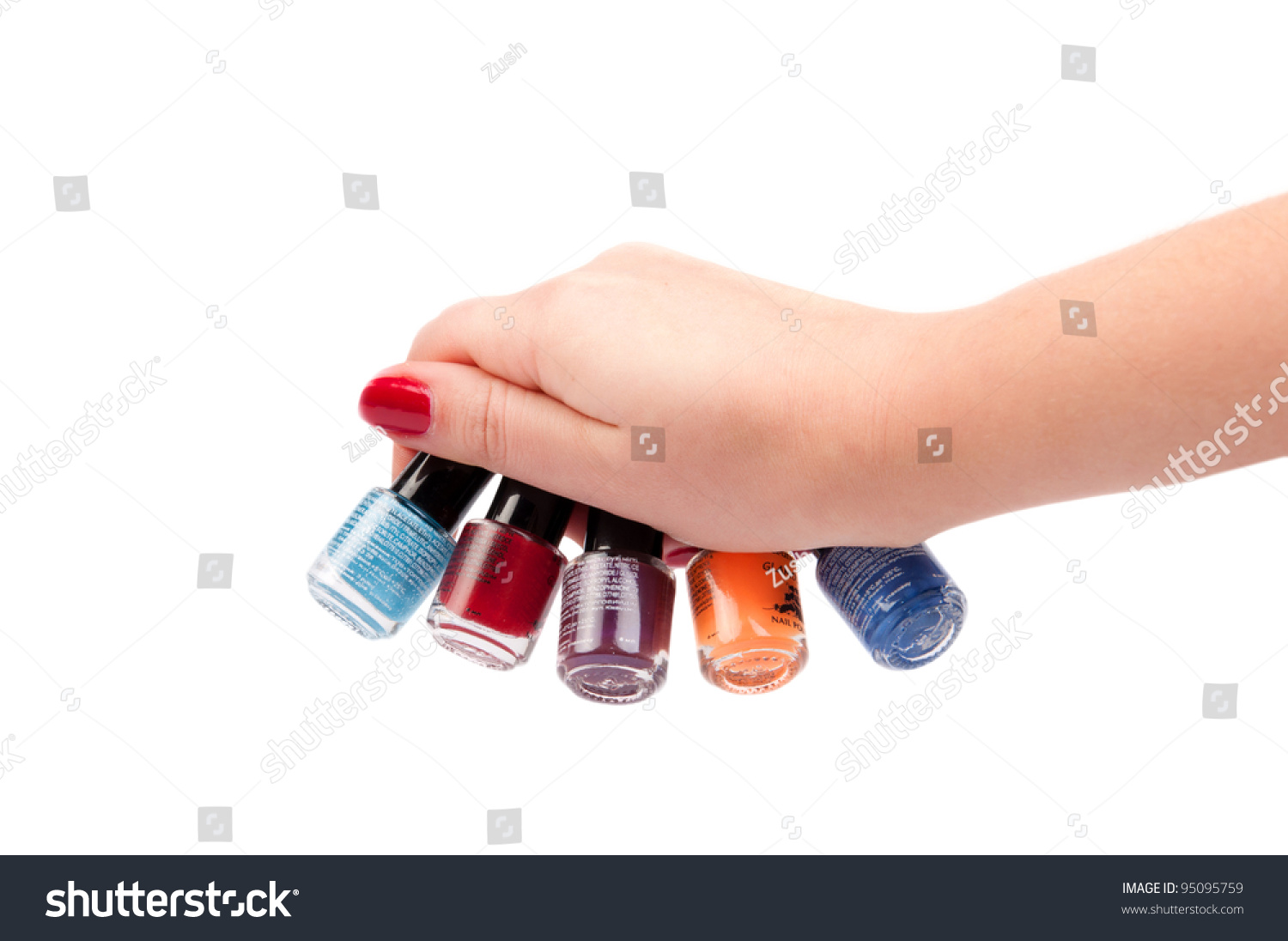 A Hand Holding Colorful Nail Polish Stock Photo 95095759 Shutterstock