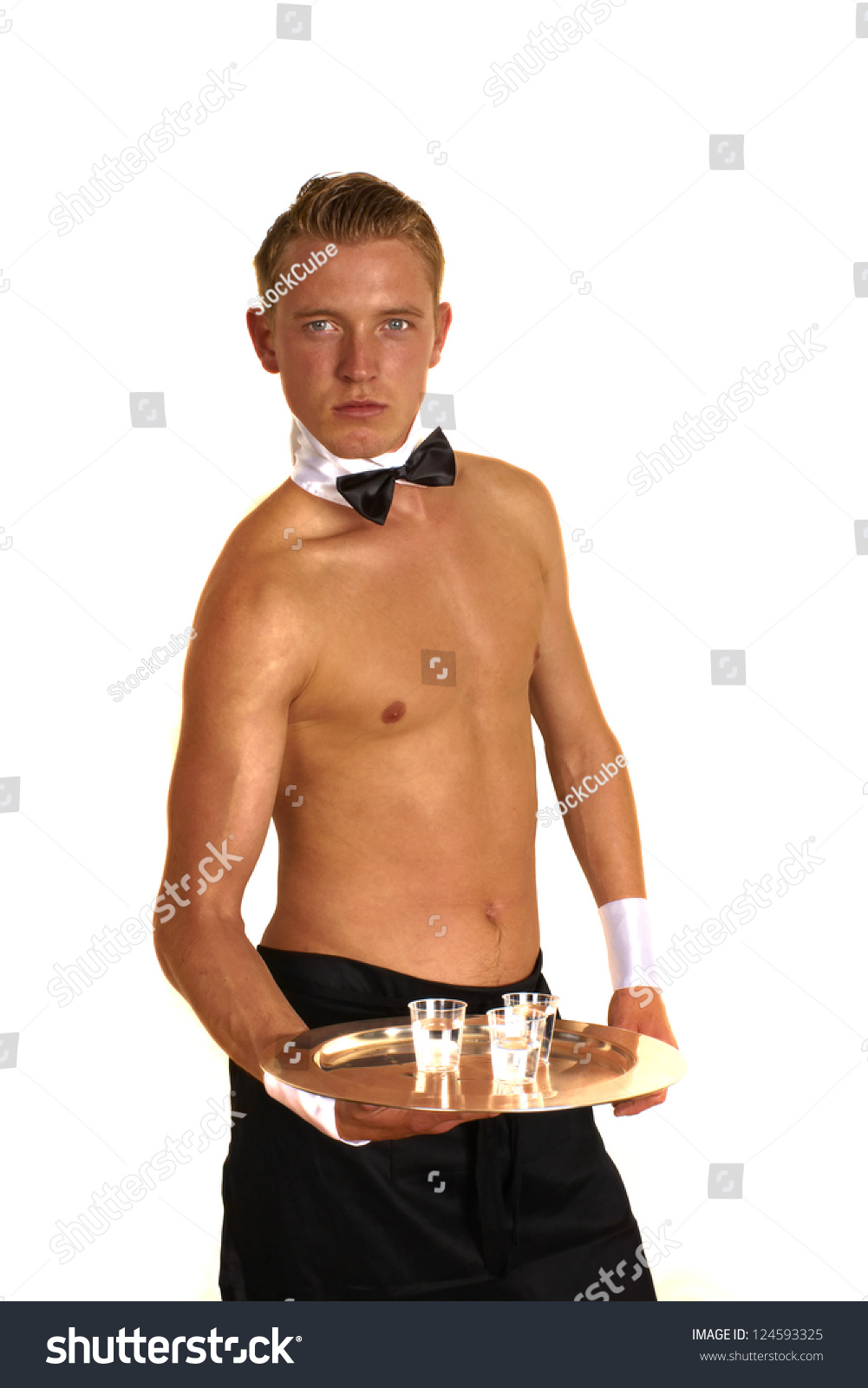 Naked Butler Waiter Toned Body Intense Stock Photo 124593325 Shutterstock