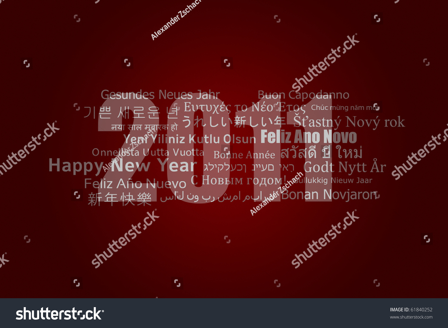 A New Year Card With Best Wishes In Different Languages Stock Photo 