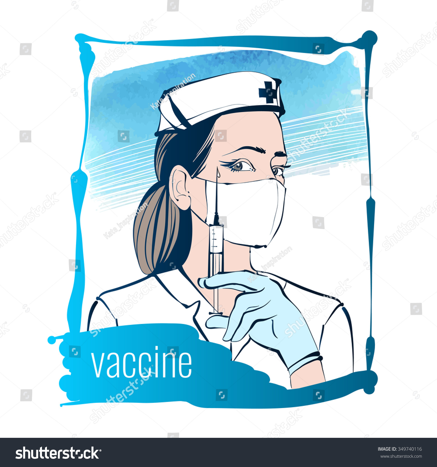 Nurse Holds Syringe His Hand Elegant Stock Illustration 349740116