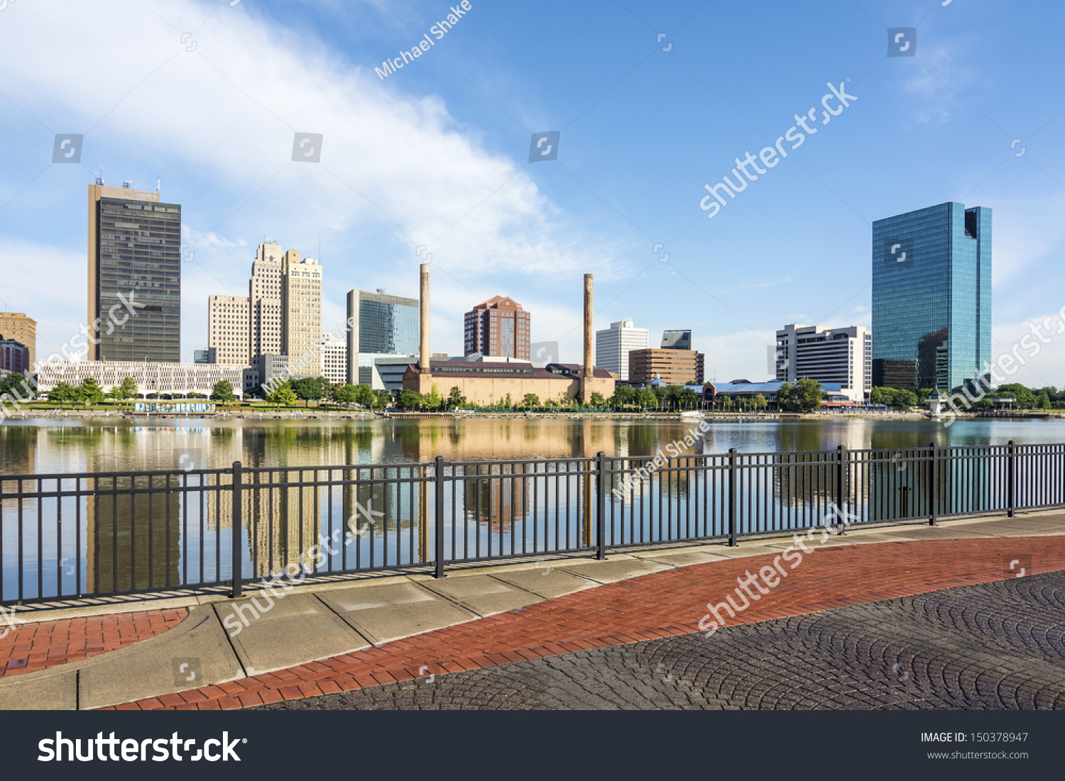 A Panoramic View Of Downtown Toledo Ohios Skyline From Across The