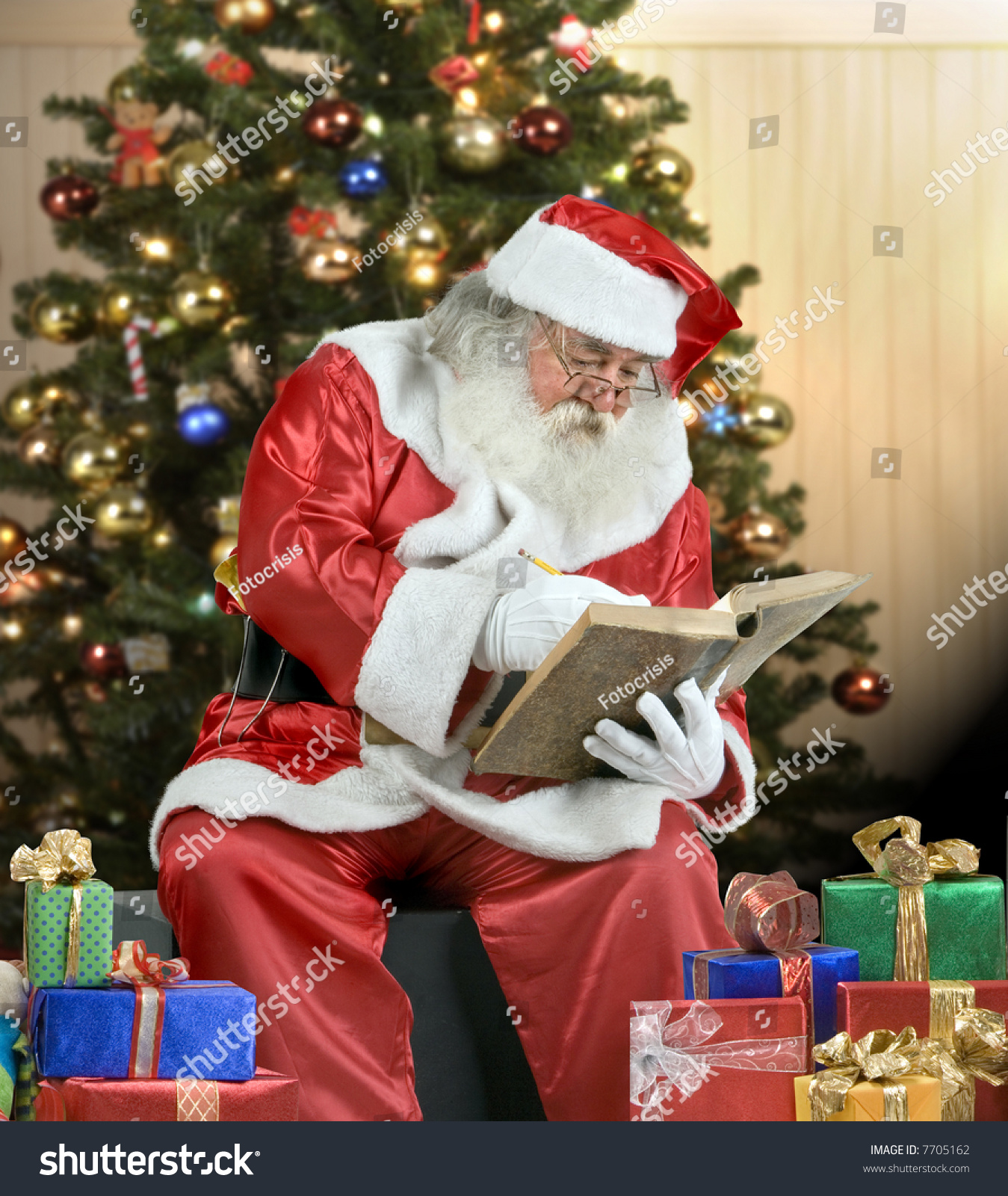 Real Santa Claus Portrait Checking His Stock Photo 7705162 - Shutterstock