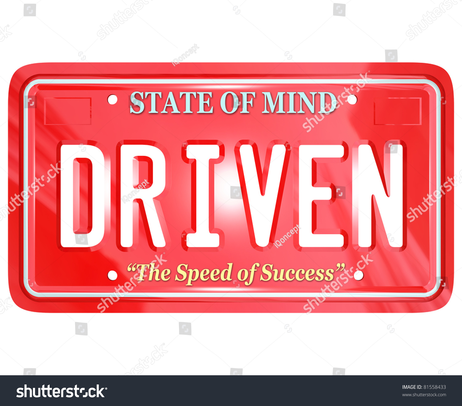 Red License Plate Word Driven Symbolizing Stock Illustration 81558433