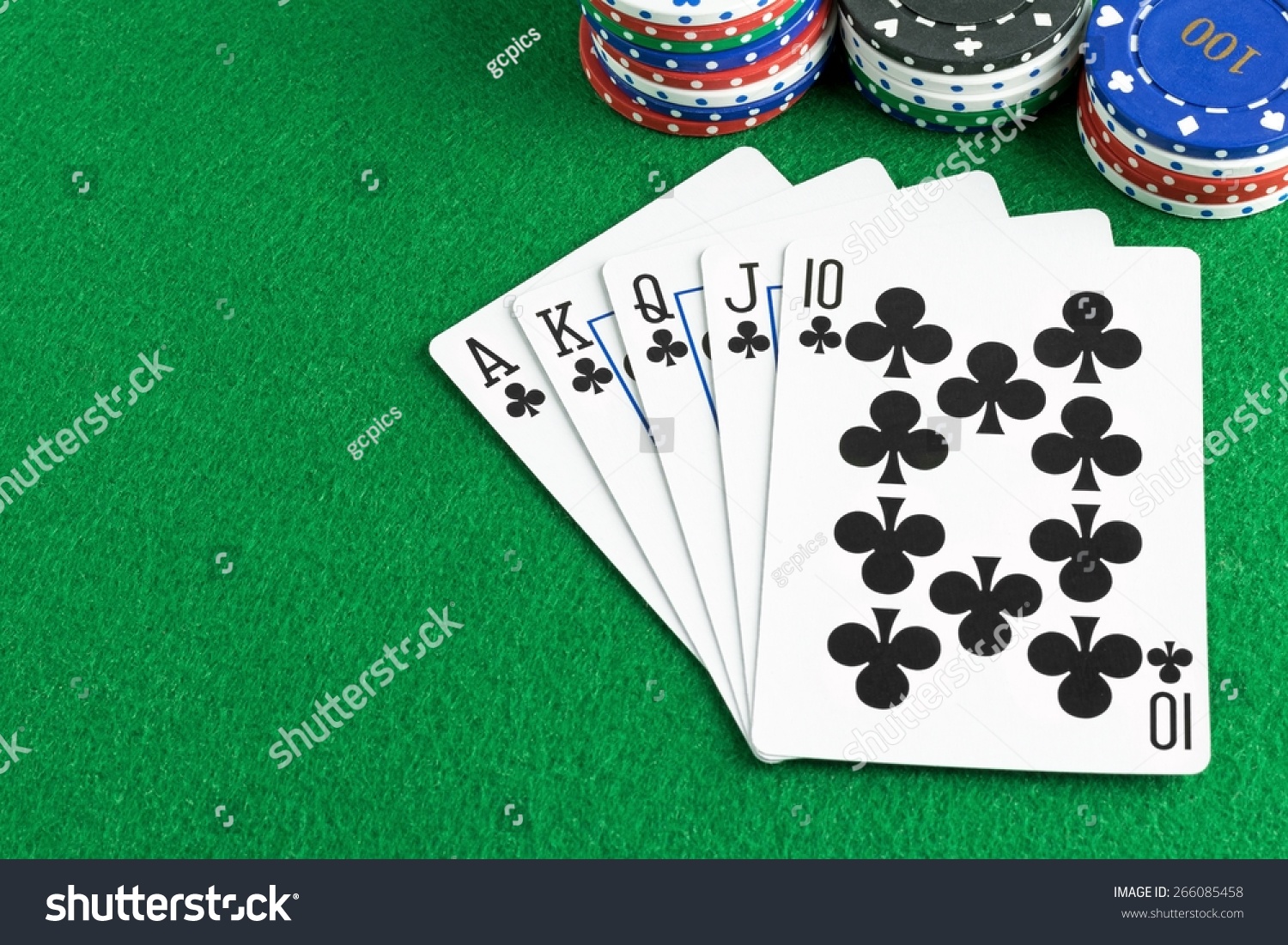 Poker royal flush on the table